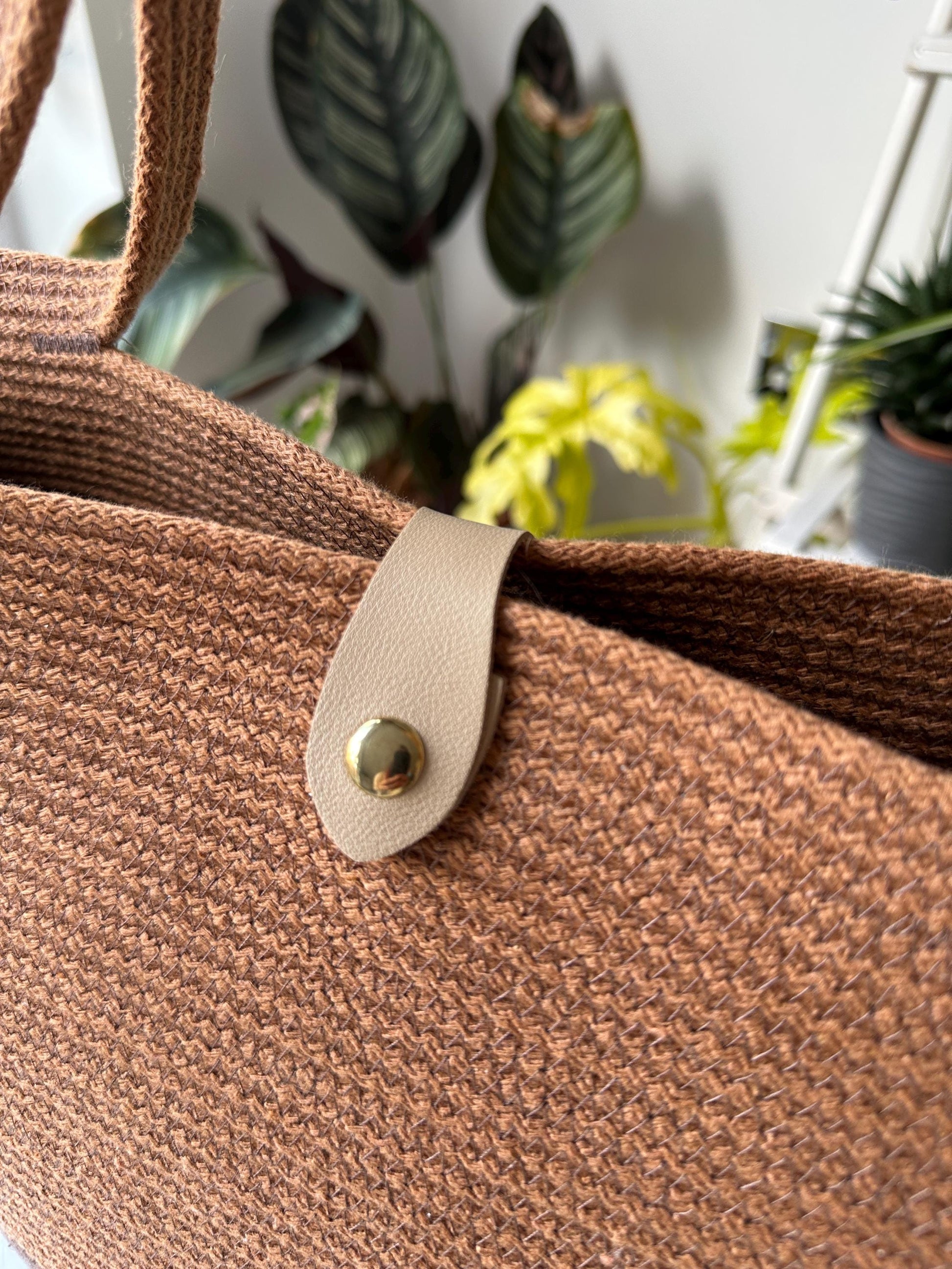 Tobacco Handmade Zigzag Cotton Cord Bag: UK Crafted Shoulder Bag