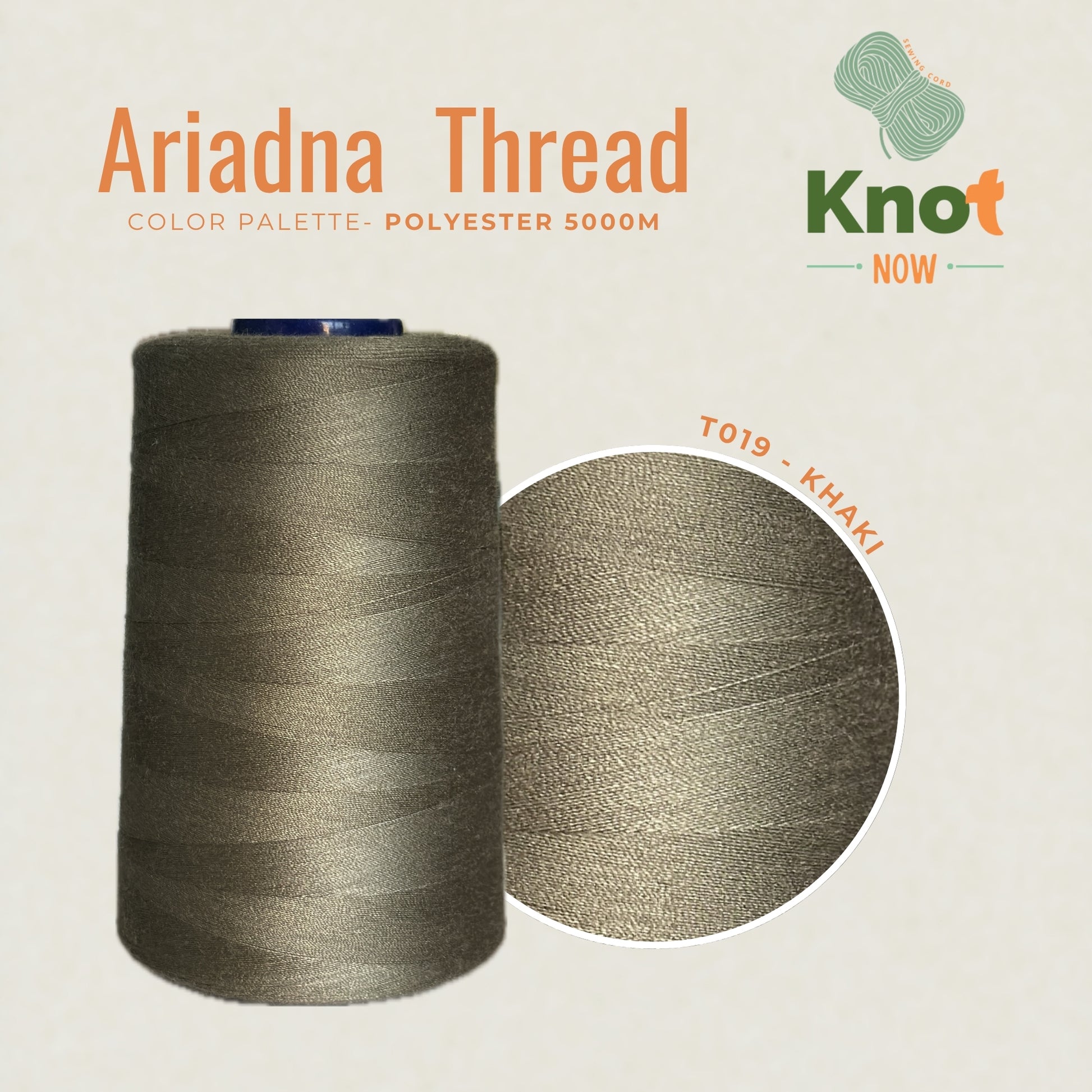 Khaki Ariadna Polyester Thread 5000m | Strong Overlock & Sewing Thread