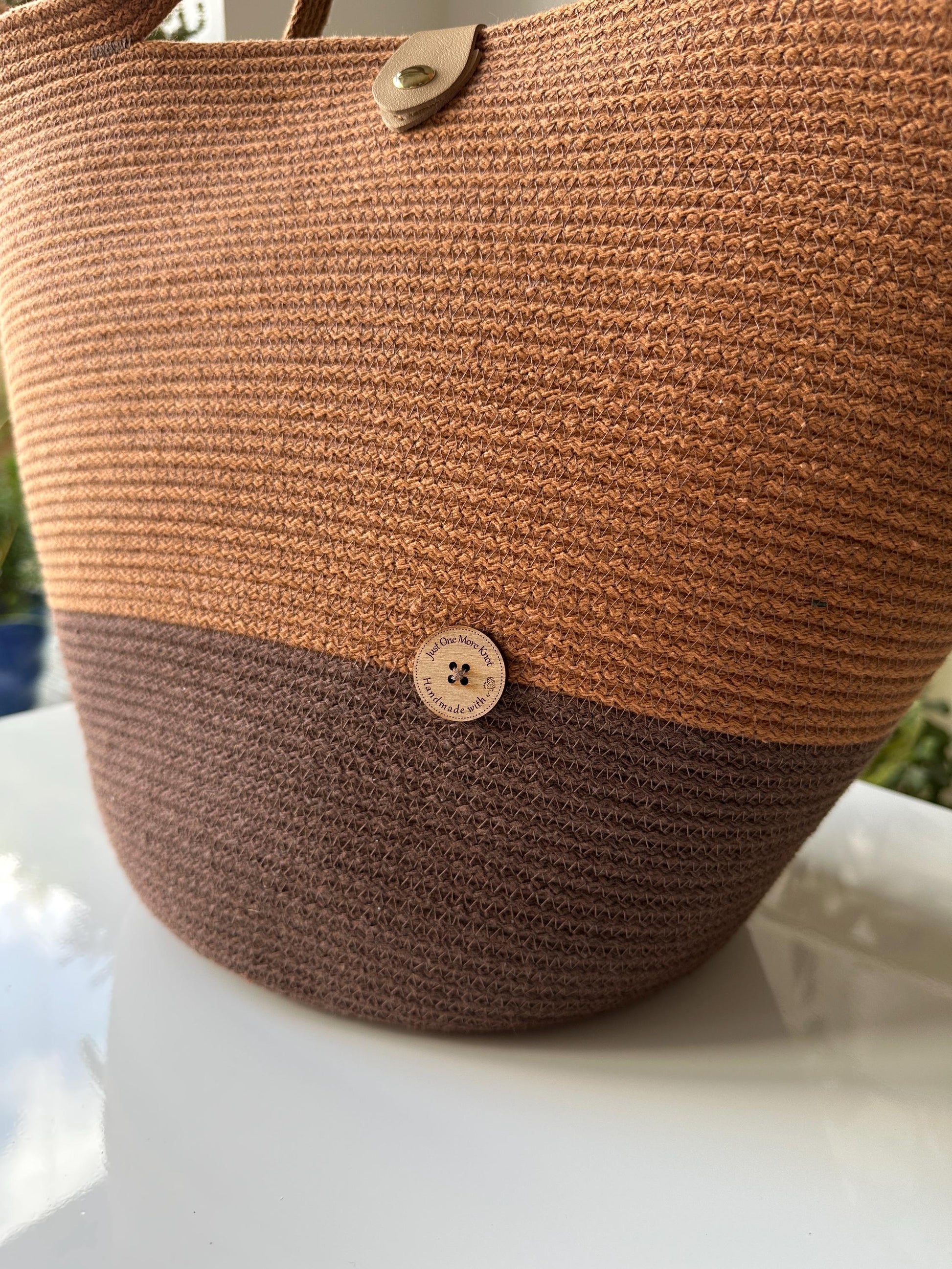 Tobacco Handmade Zigzag Cotton Cord Bag: UK Crafted Shoulder Bag