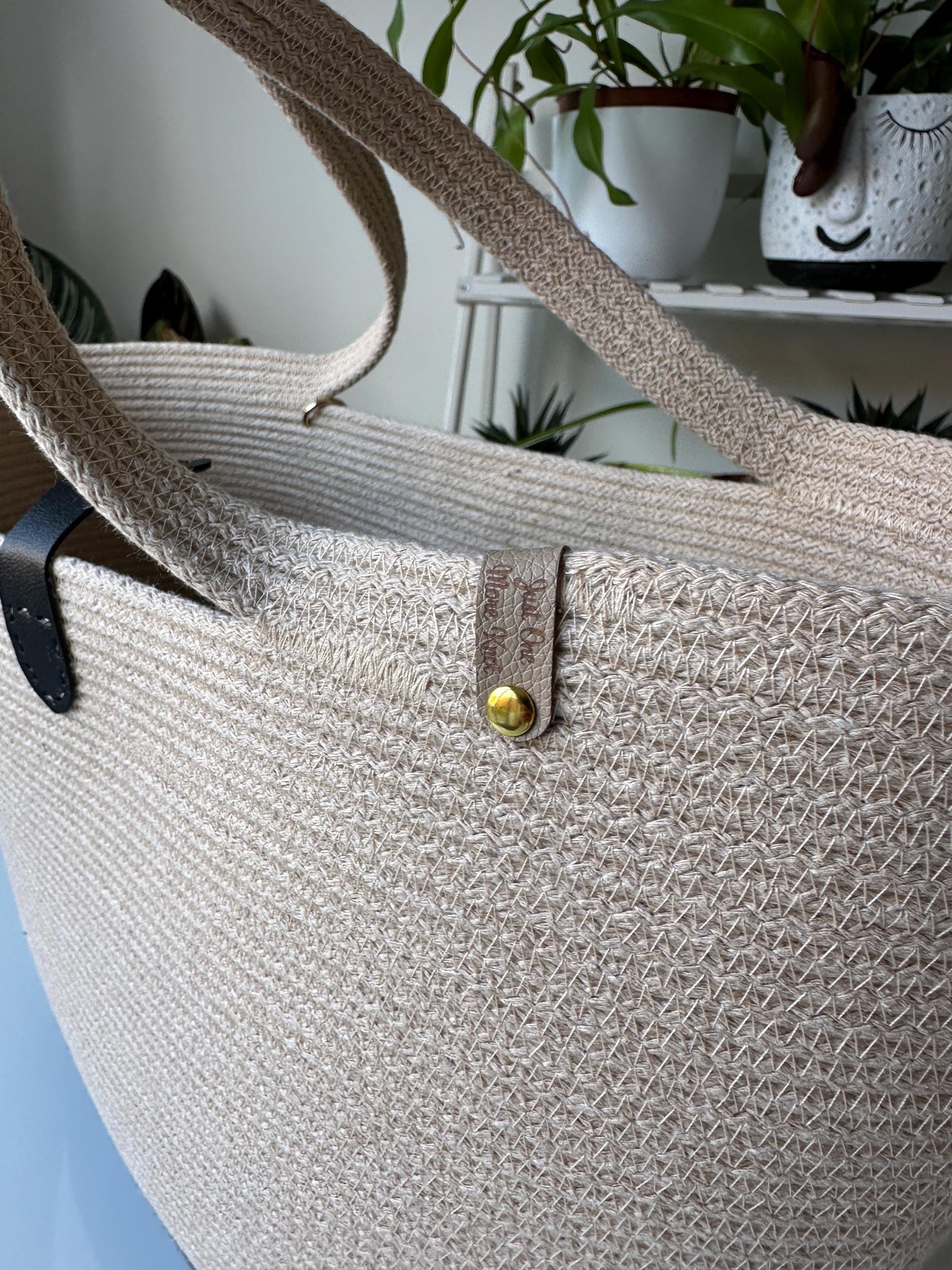 Black Beige Handmade Zigzag Cotton Cord Bag: Eco-Leather Flap, UK Made