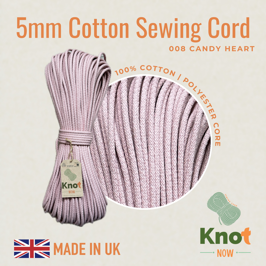 Candy Heart PINK 5mm Cotton Sewing Cord