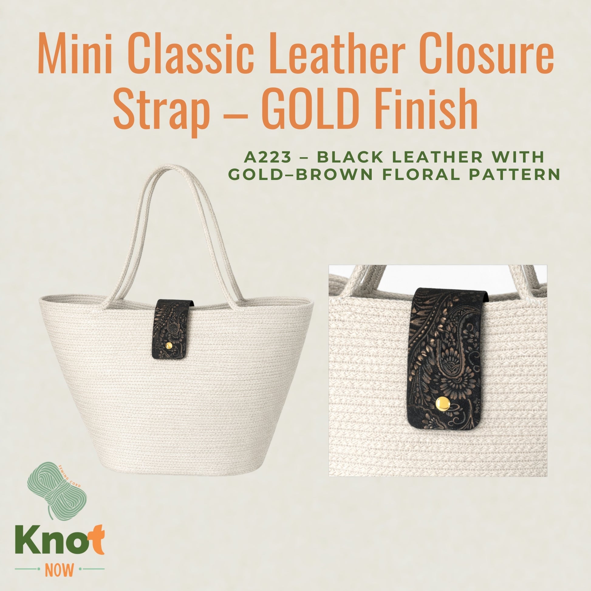 Mini Classic Leather Closure Strap – GOLD Finish