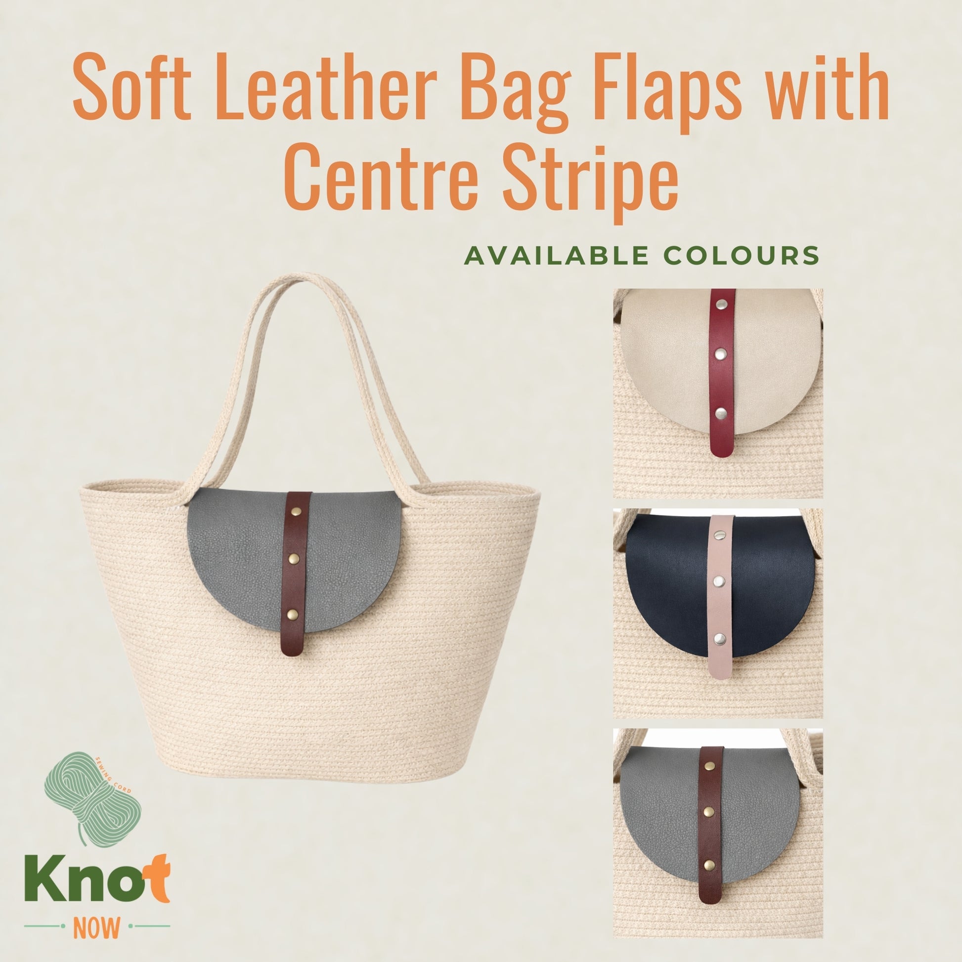 Soft Leather Bag Flaps with Centre Stripe