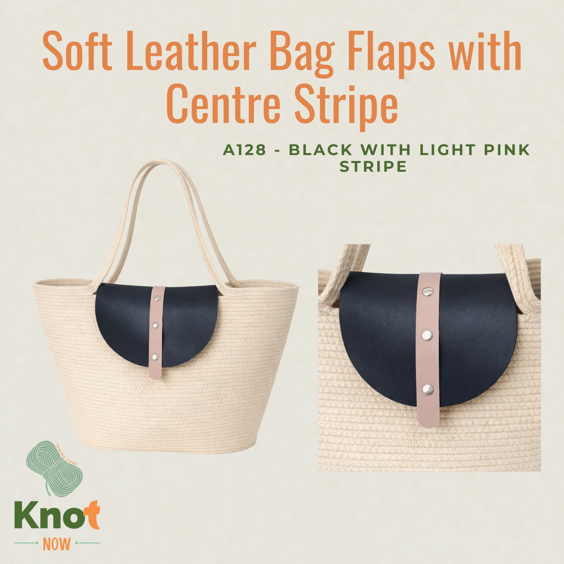 Soft Leather Bag Flaps with Centre Stripe