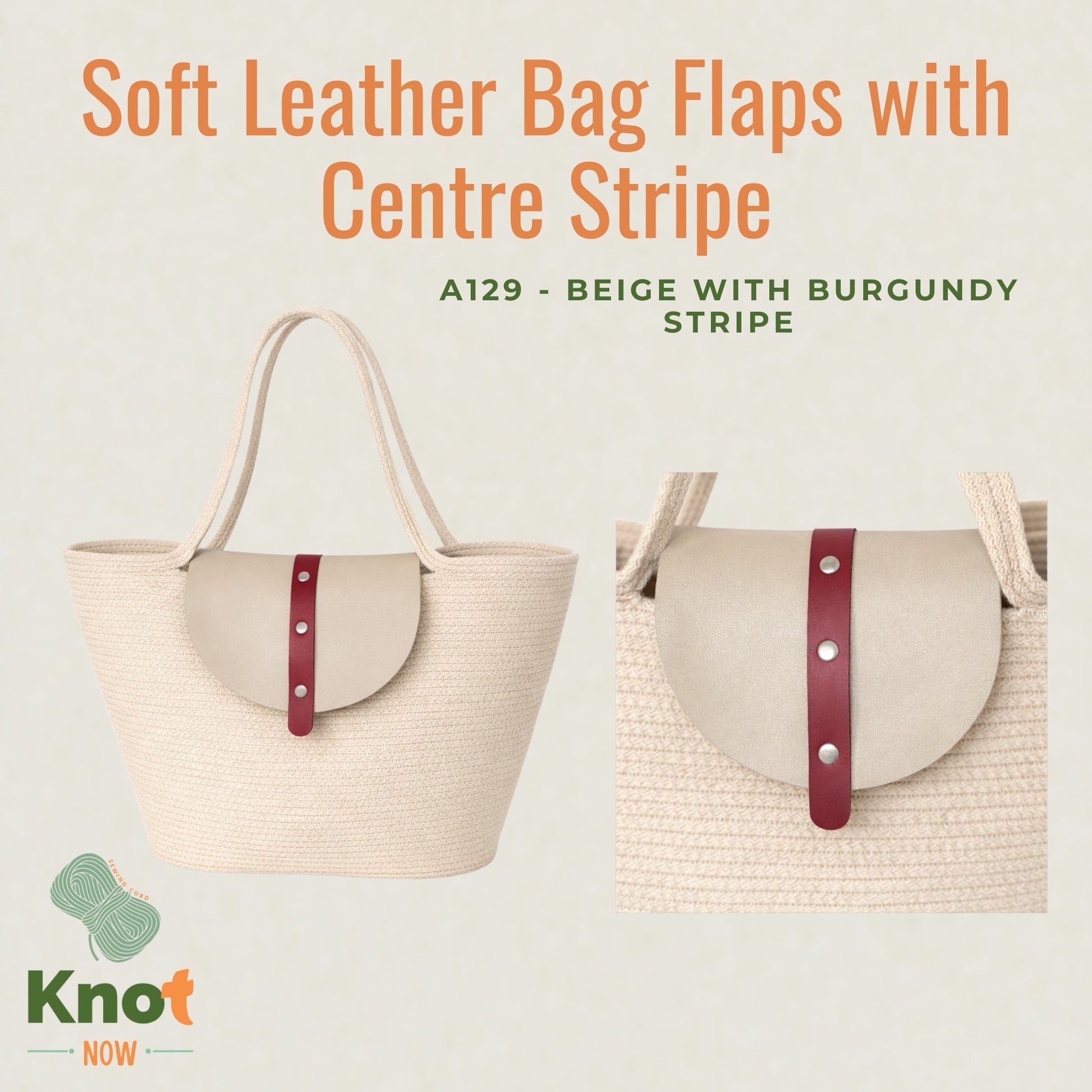 Soft Leather Bag Flaps with Centre Stripe