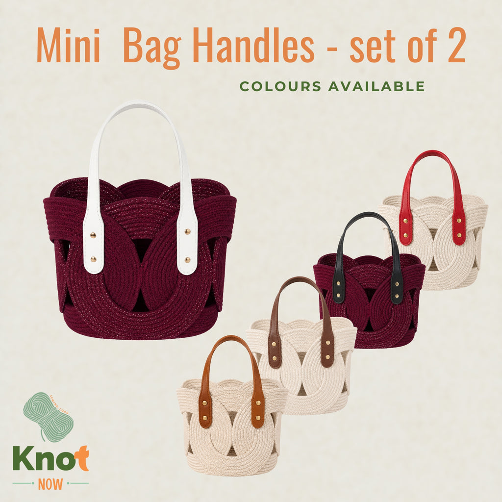 Mini Faux Leather Bag Handles with Gold Rivets – Set of 2