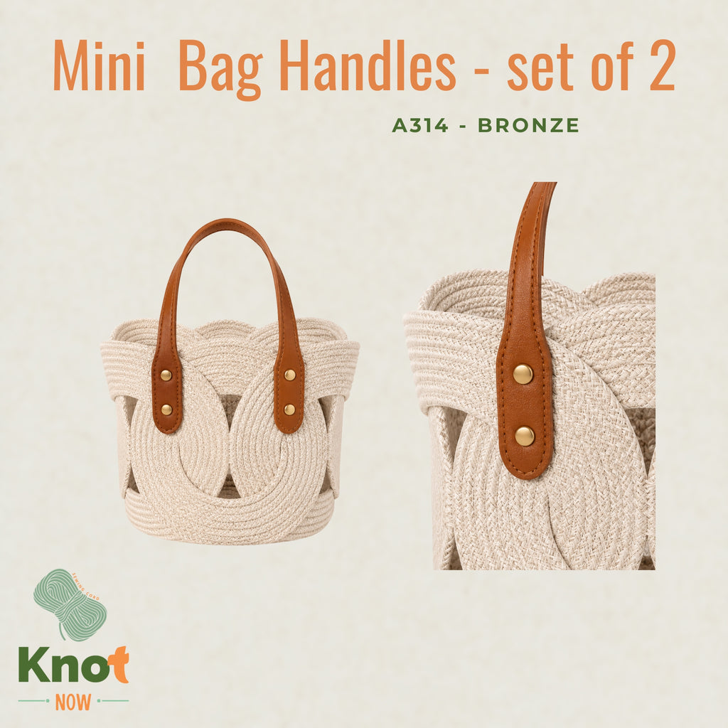 Mini Faux Leather Bag Handles with Gold Rivets – Set of 2