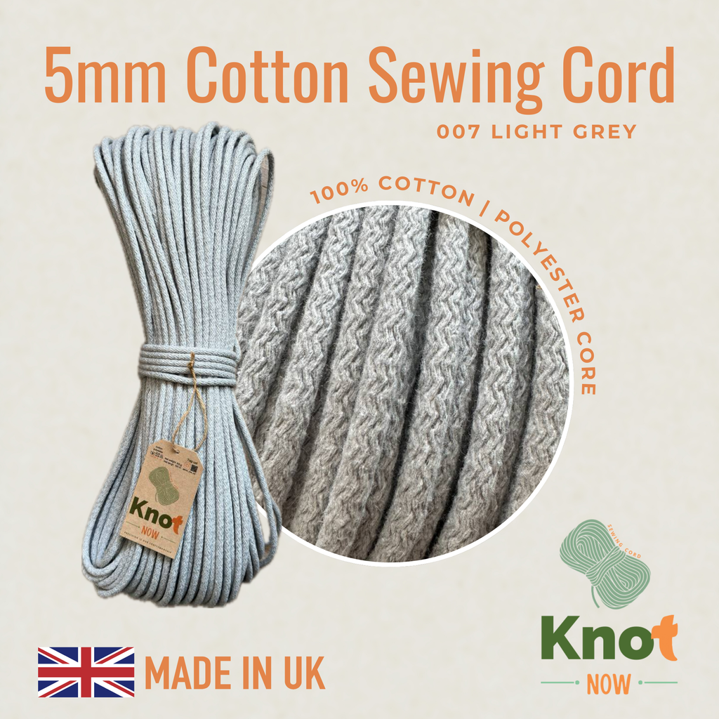 5mm Light Grey Cotton Sewing Cord