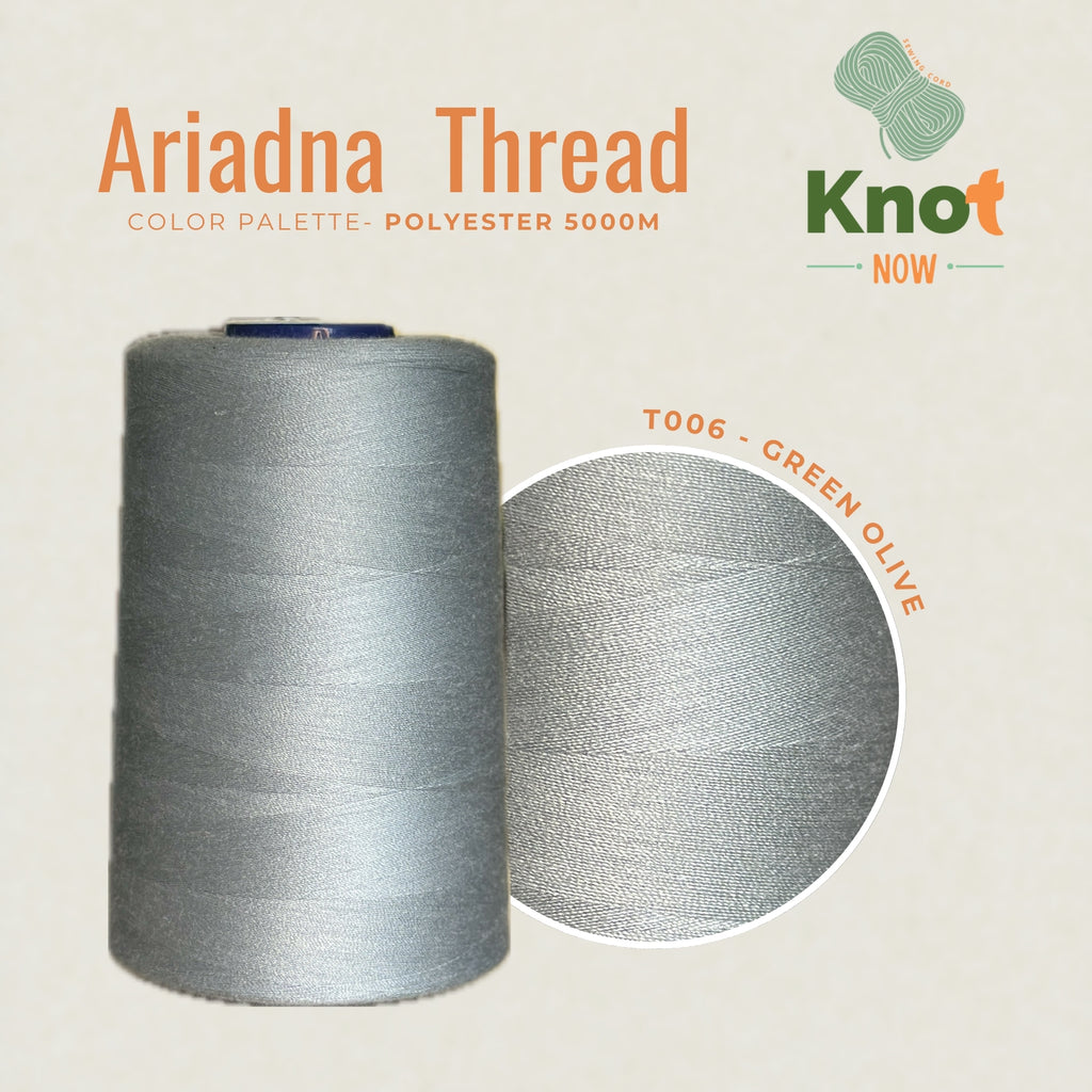Green Olive Ariadna Polyester Thread 5000m | Strong Overlock & Sewing Thread