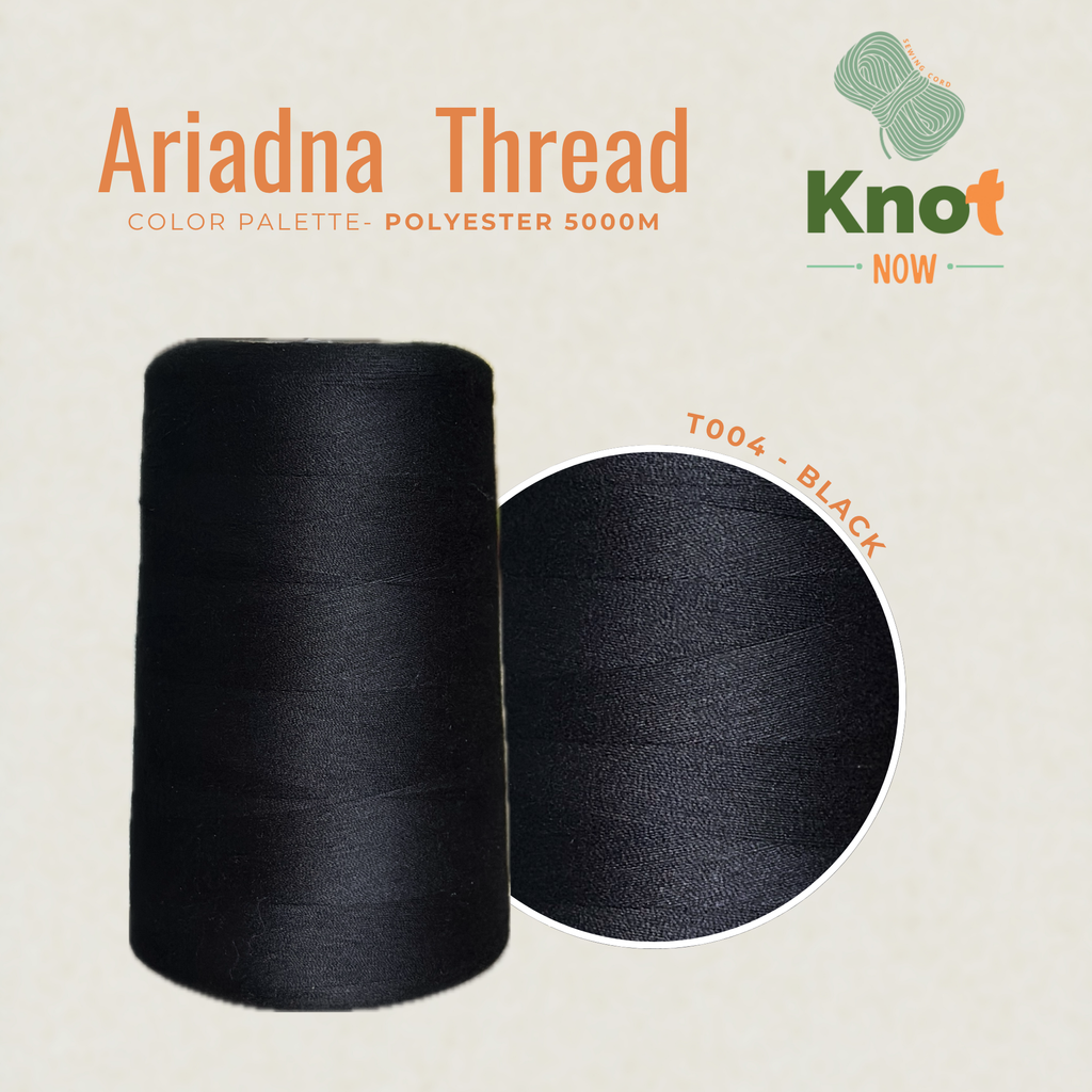 Black Ariadna Polyester Thread 5000m | Strong Overlock & Sewing Thread