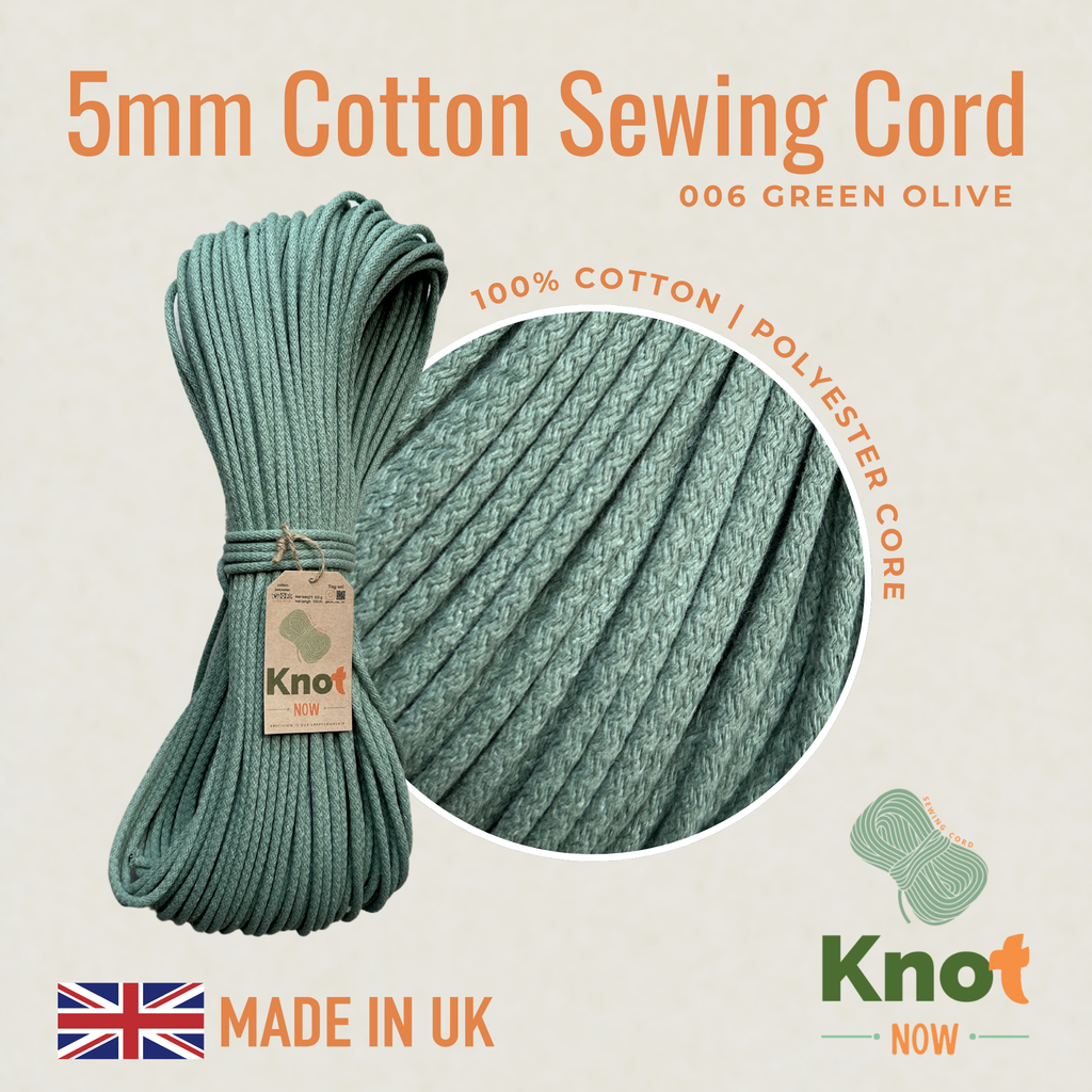 5mm Green Olive Cotton Sewing Cord