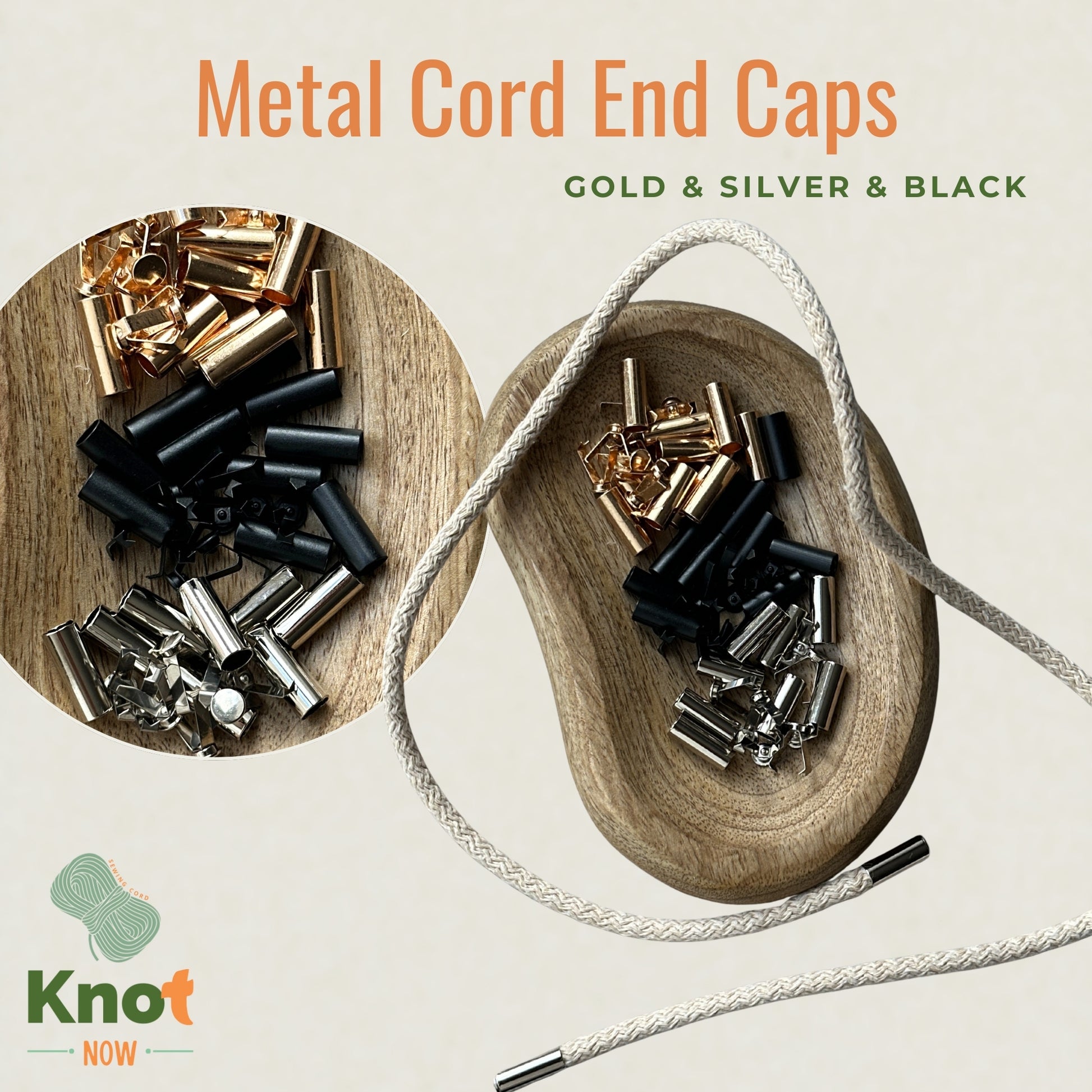 Set Metal Cord End Caps