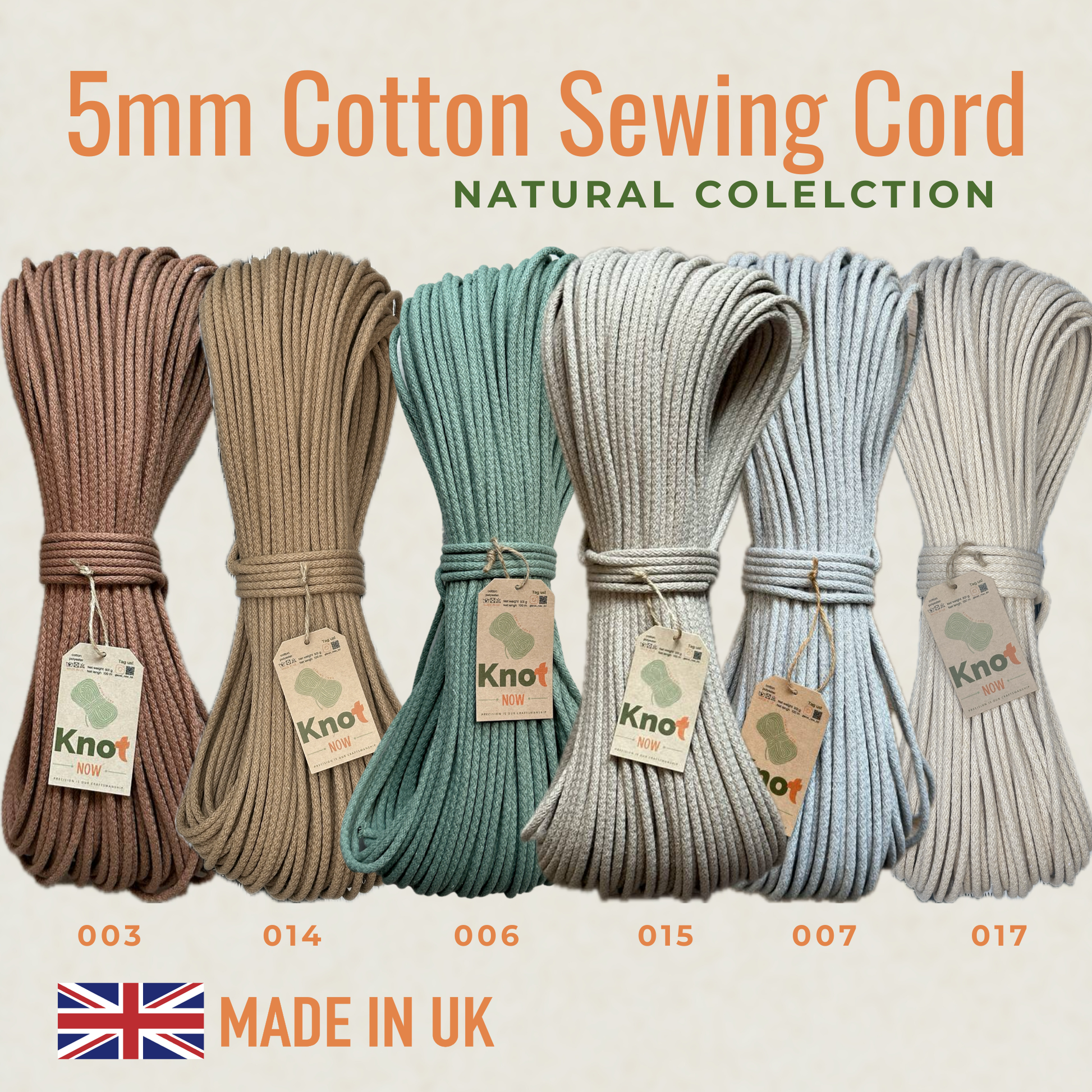 5mm Coffee Cotton Sewing Cord