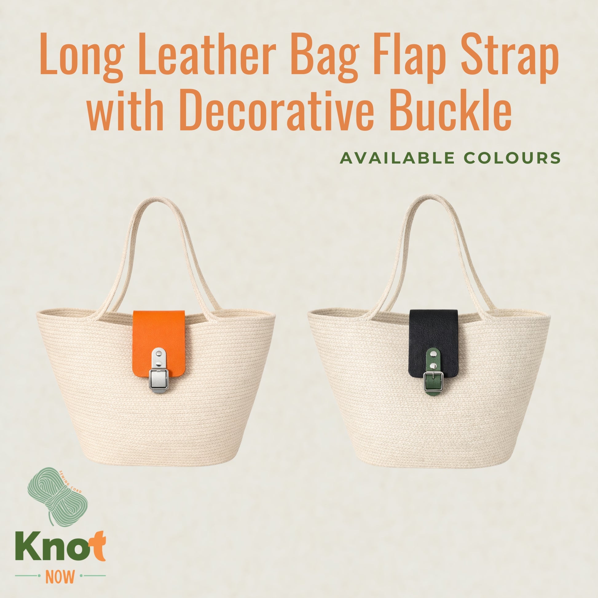 Long Leather Bag Flap Strap with Decorative Buckle