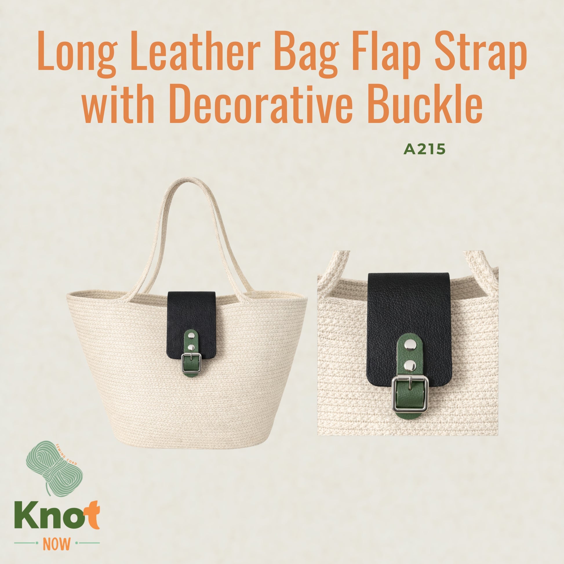 Long Leather Bag Flap Strap with Decorative Buckle