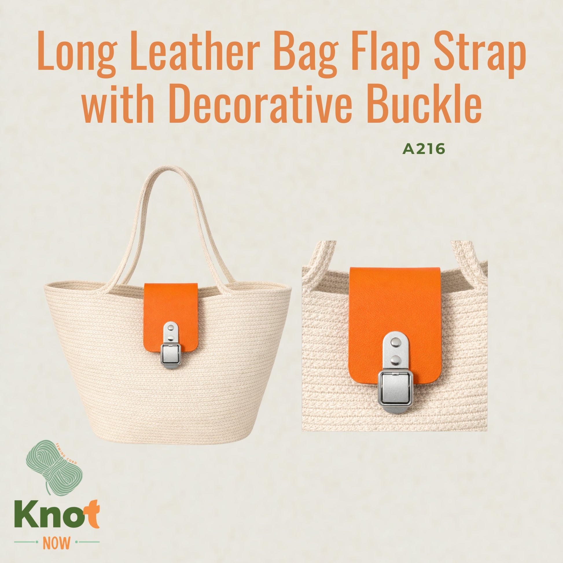 Long Leather Bag Flap Strap with Decorative Buckle