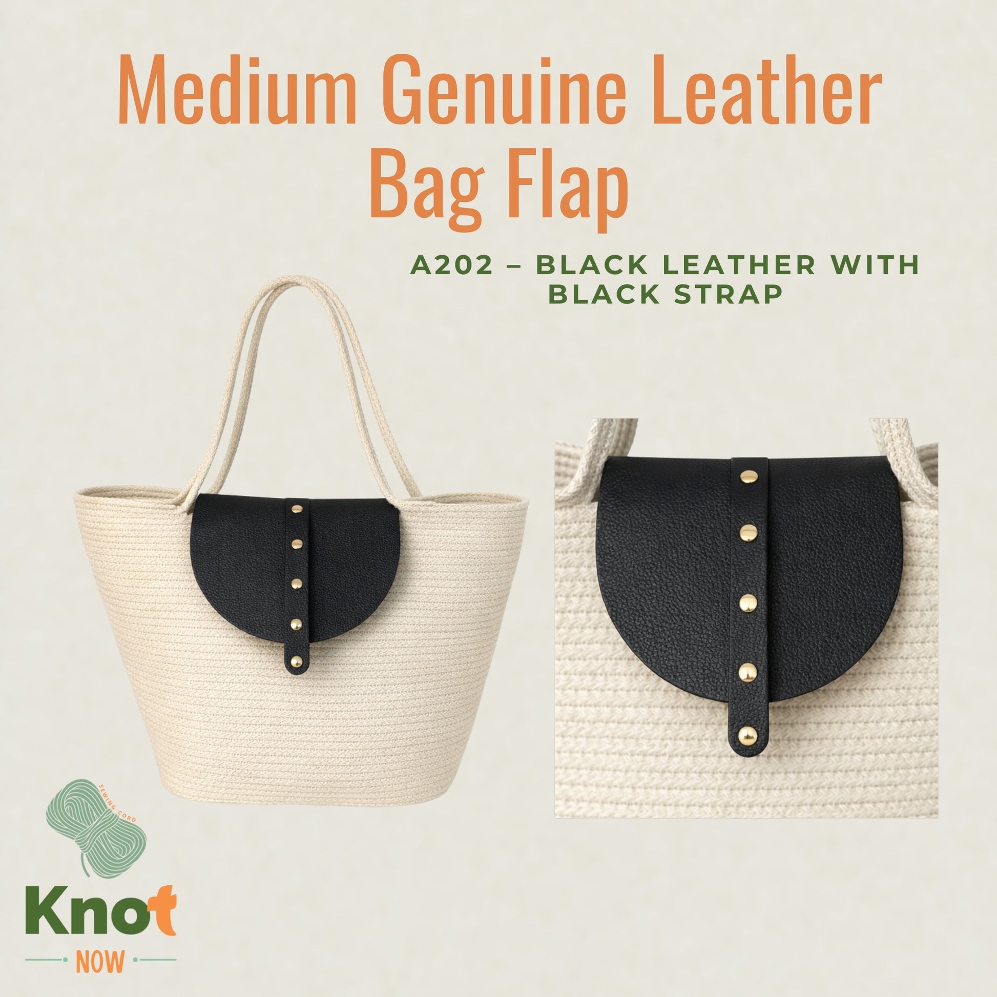 Medium Genuine Leather Bag Flap