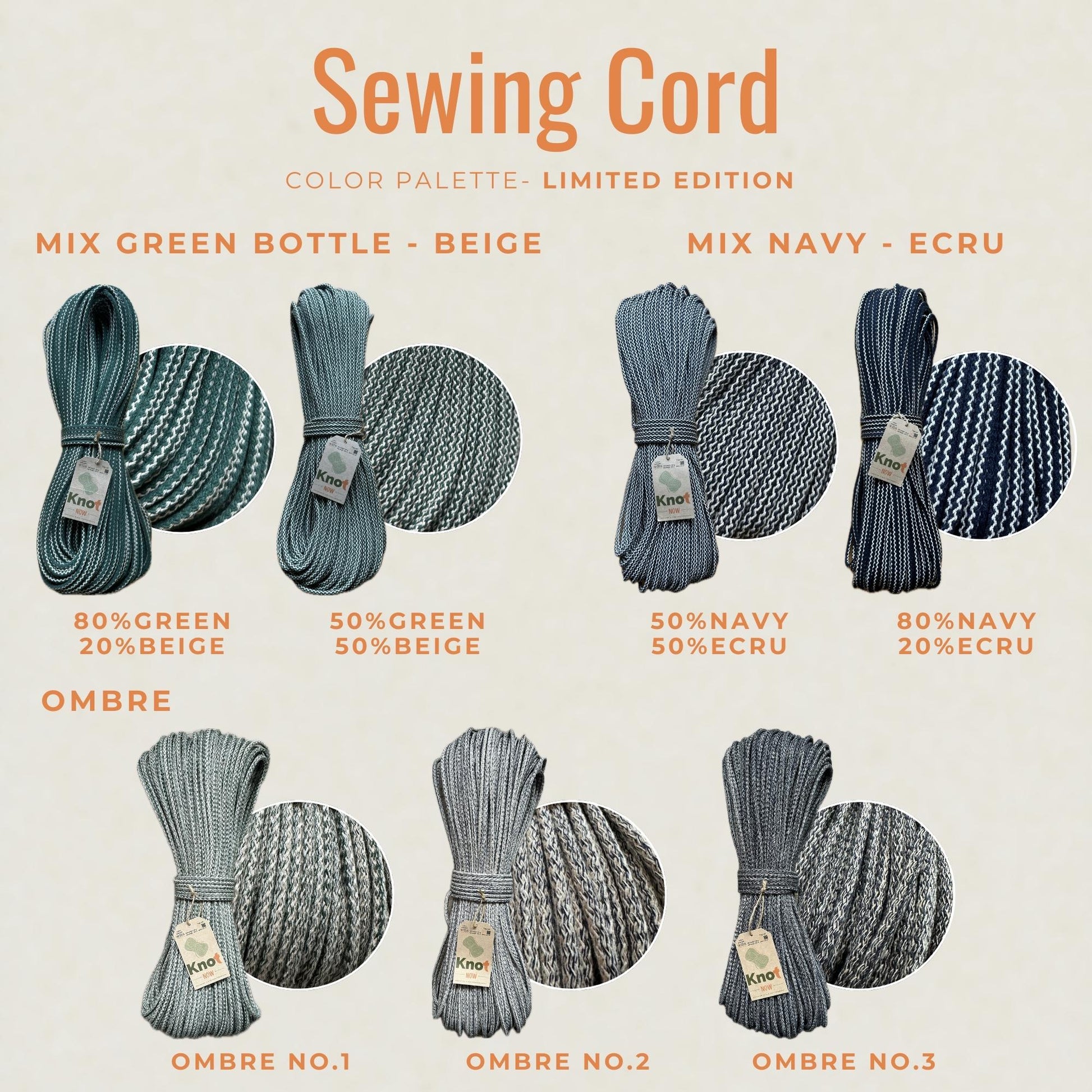 5mm  Khaki Cotton Sewing Cord