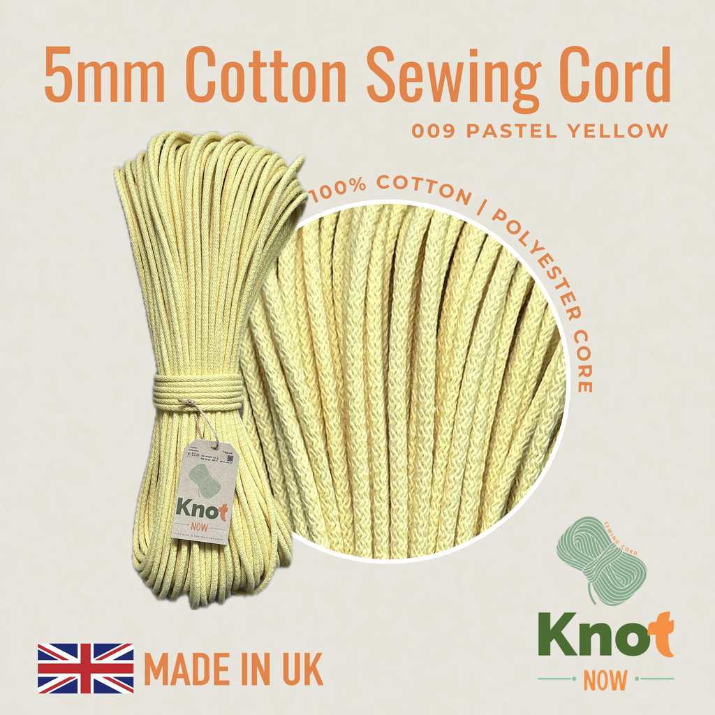 Pastel Yellow  5mm Cotton Sewing Cord
