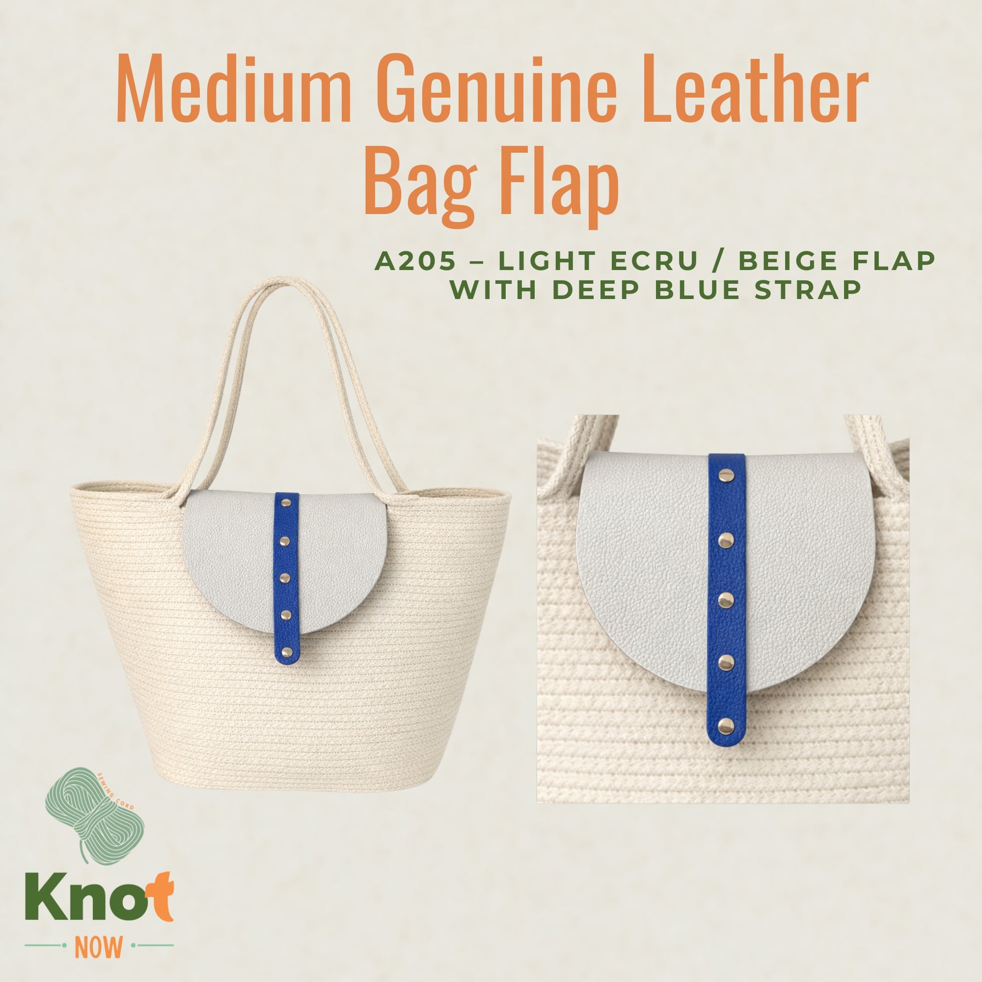 Medium Genuine Leather Bag Flap