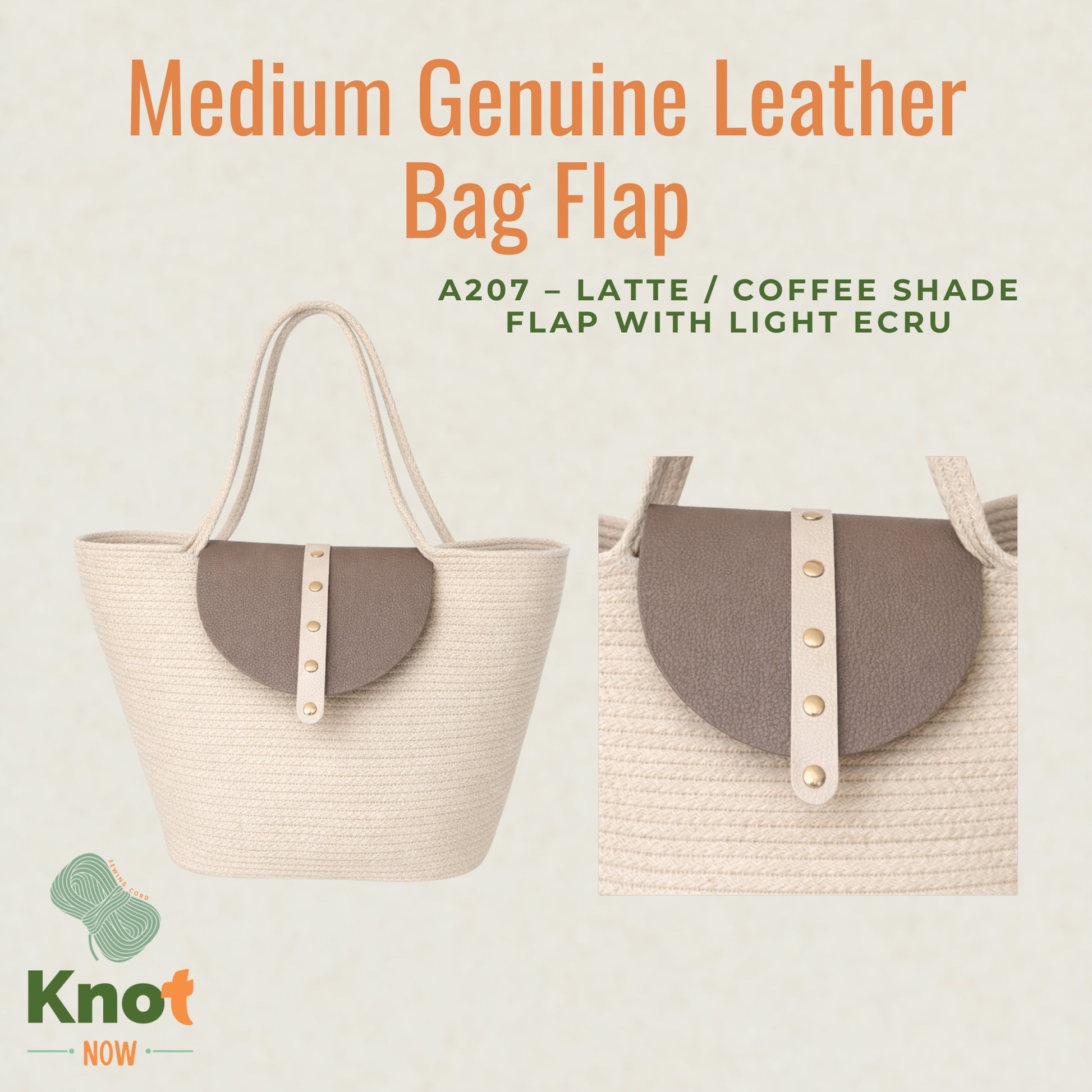 Medium Genuine Leather Bag Flap