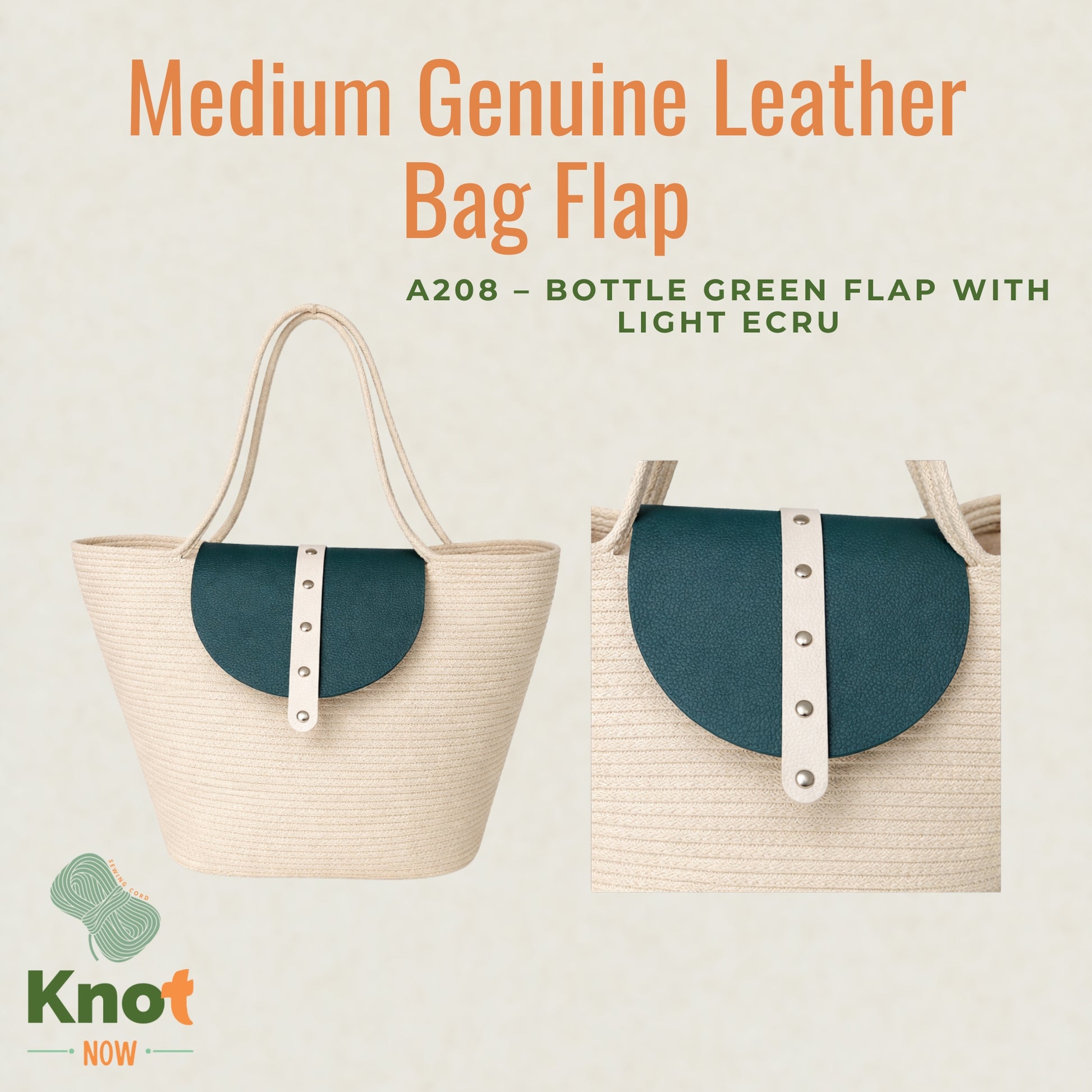 Medium Genuine Leather Bag Flap