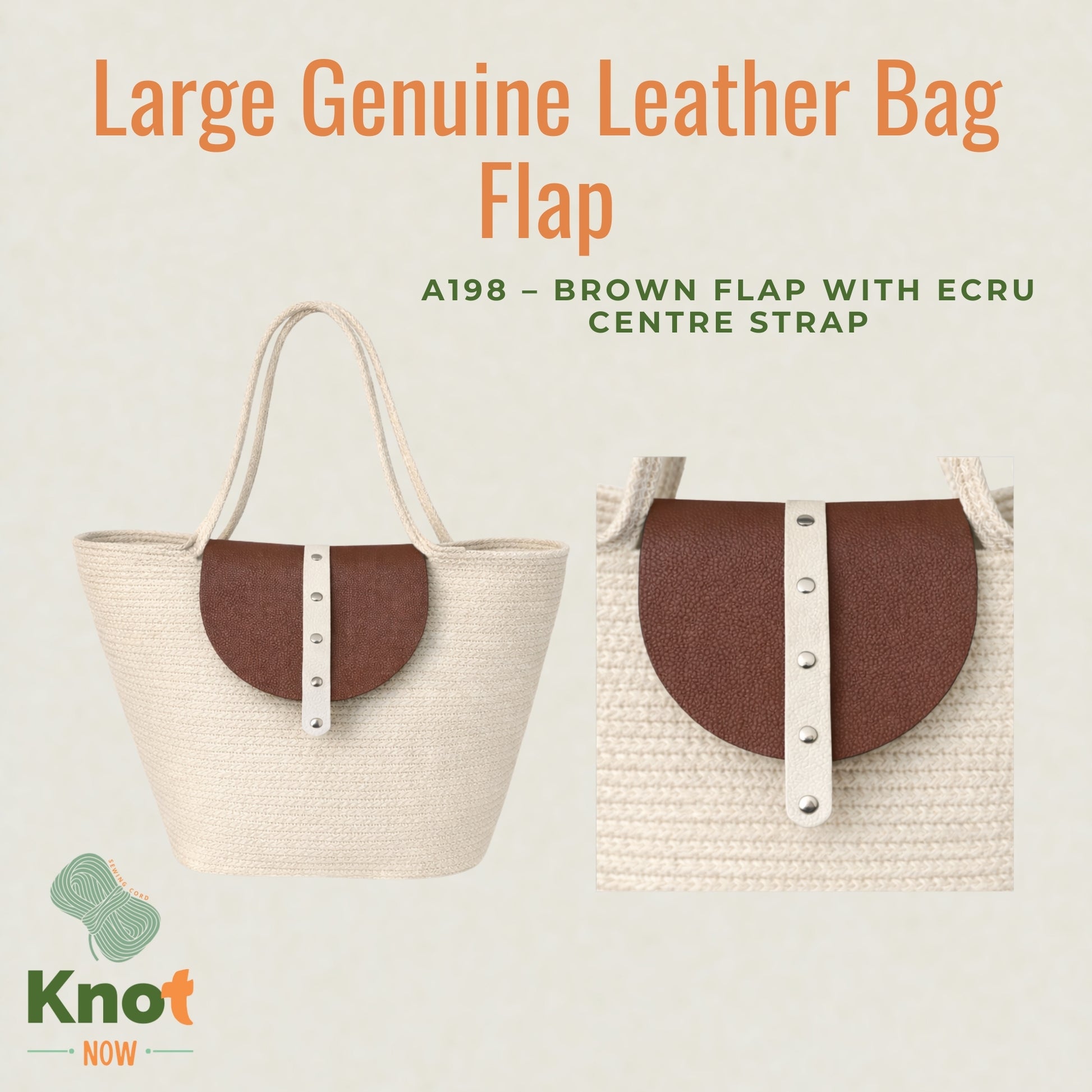 Large Genuine Leather Bag Flap