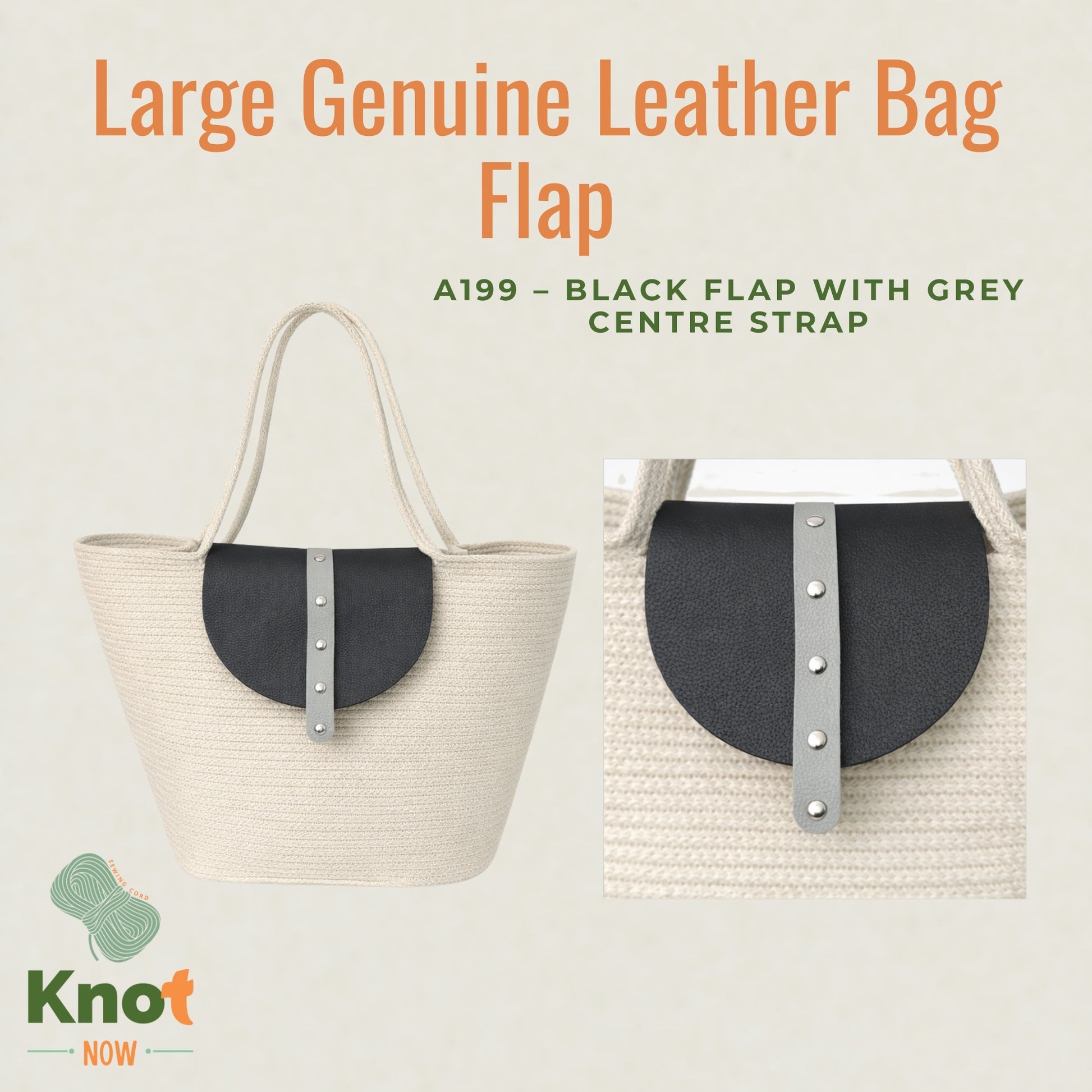 Large Genuine Leather Bag Flap