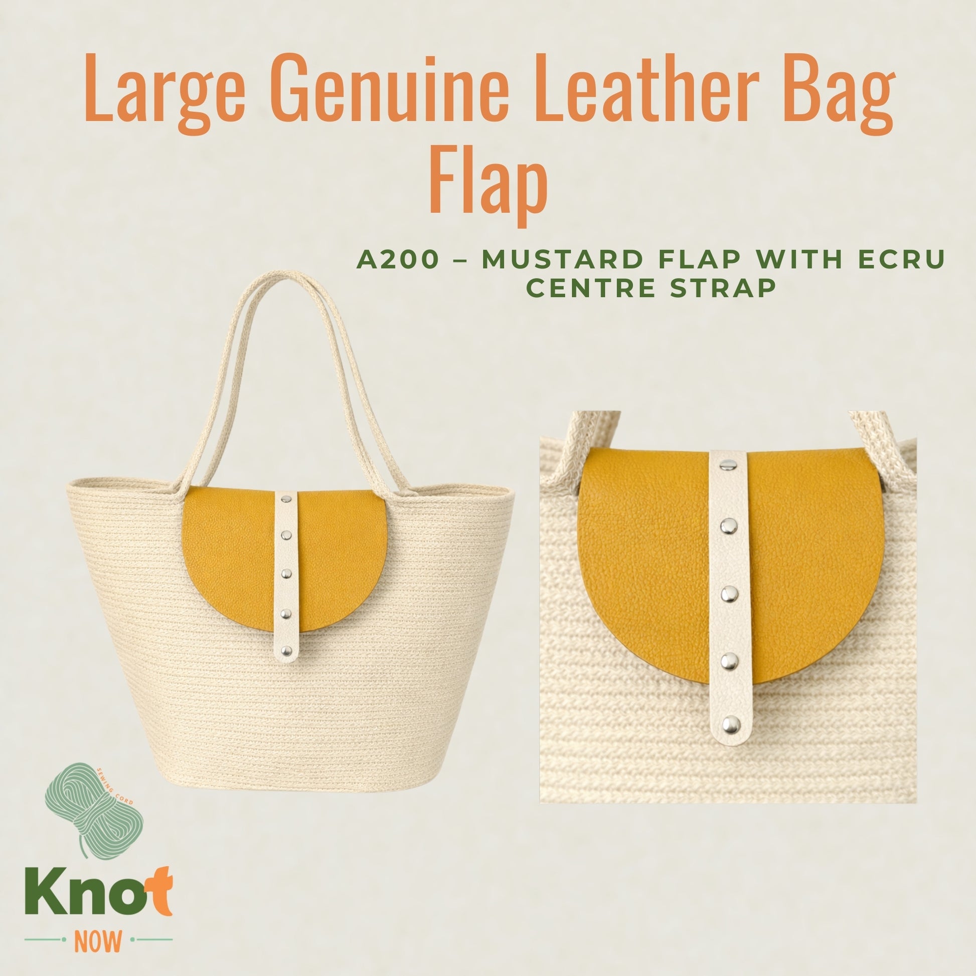 Large Genuine Leather Bag Flap