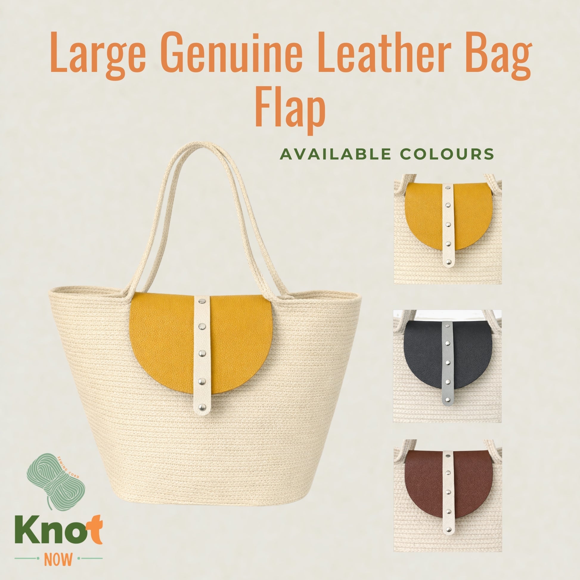 Large Genuine Leather Bag Flap