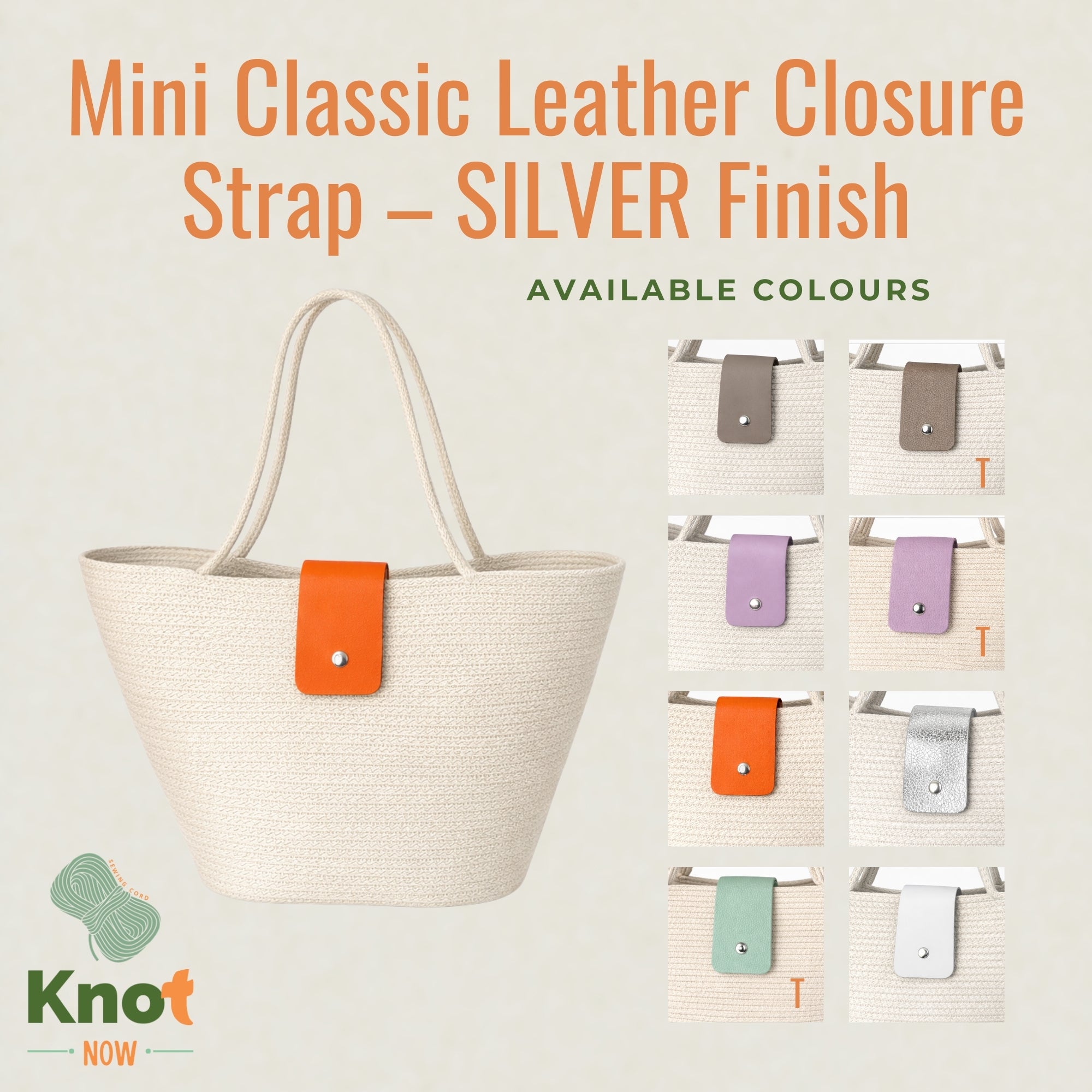 Closure Strap Mini Classic Leather Closure Strap – SILVER Finish – Knot Now