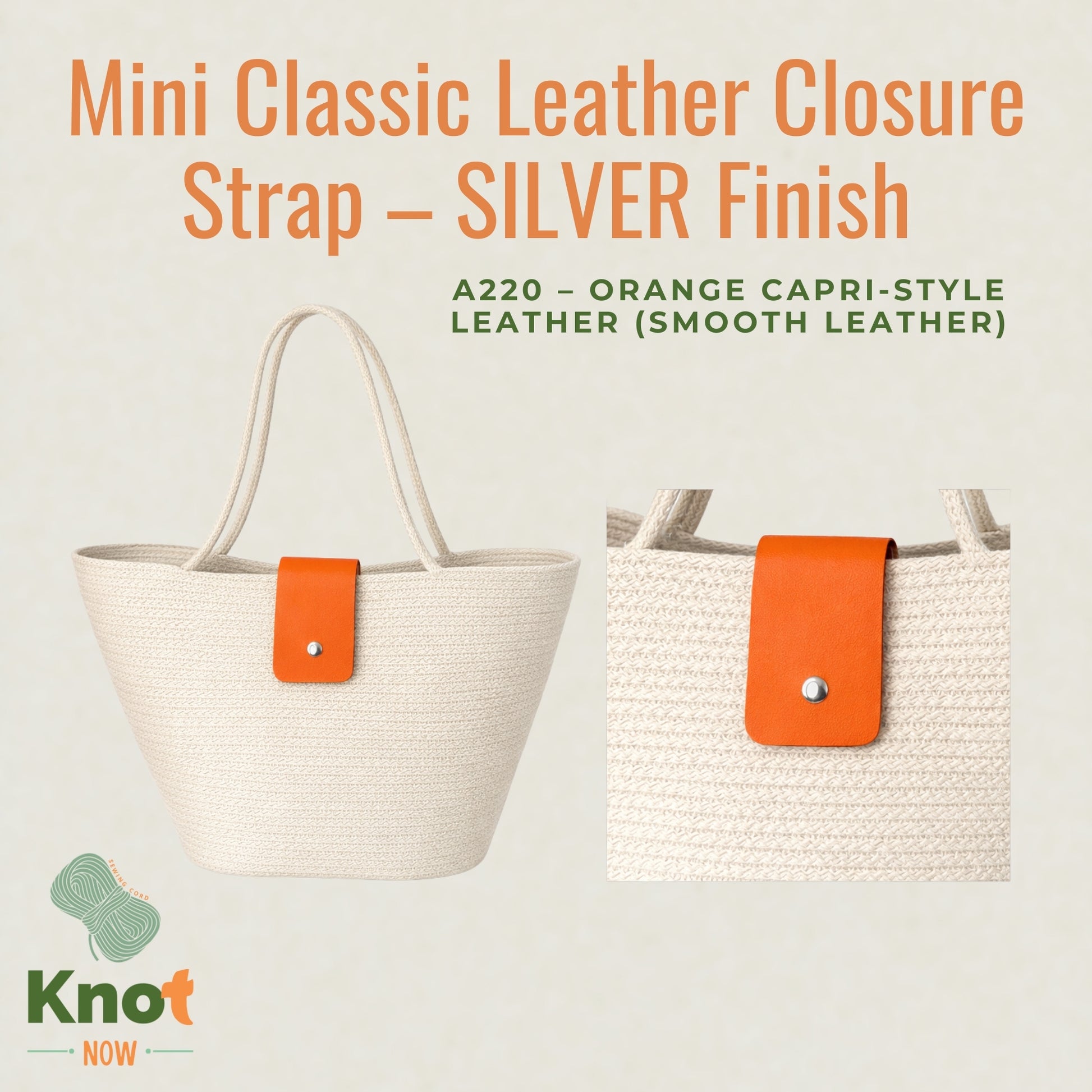 Mini Classic Leather Closure Strap – SILVER Finish