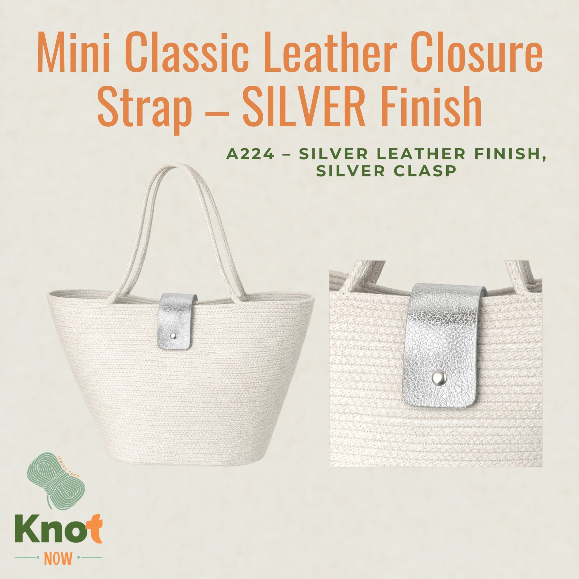 Mini Classic Leather Closure Strap – SILVER Finish