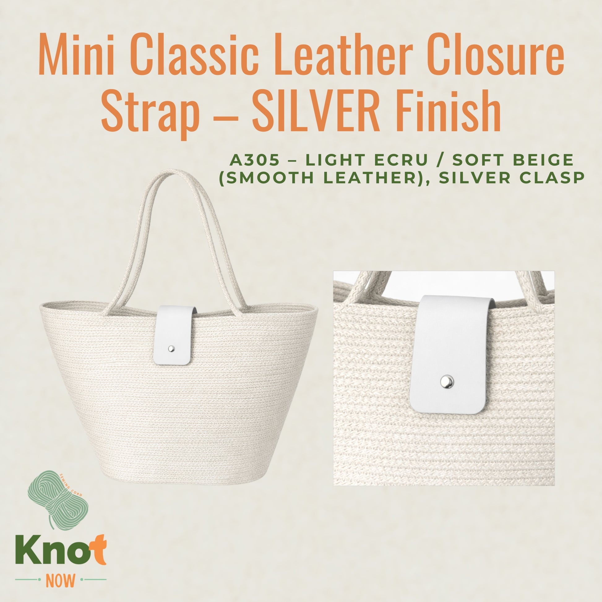 Mini Classic Leather Closure Strap – SILVER Finish