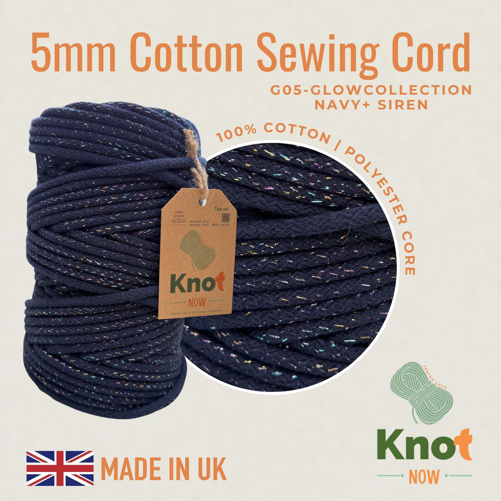 Navy / Siren Cotton Sewing Cord  Glow Collection