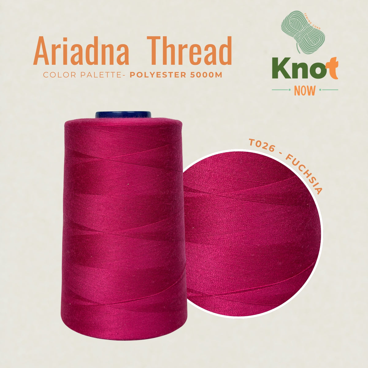 Ariadna Polyester Threads, 5000m threads, Fuchsia Threads