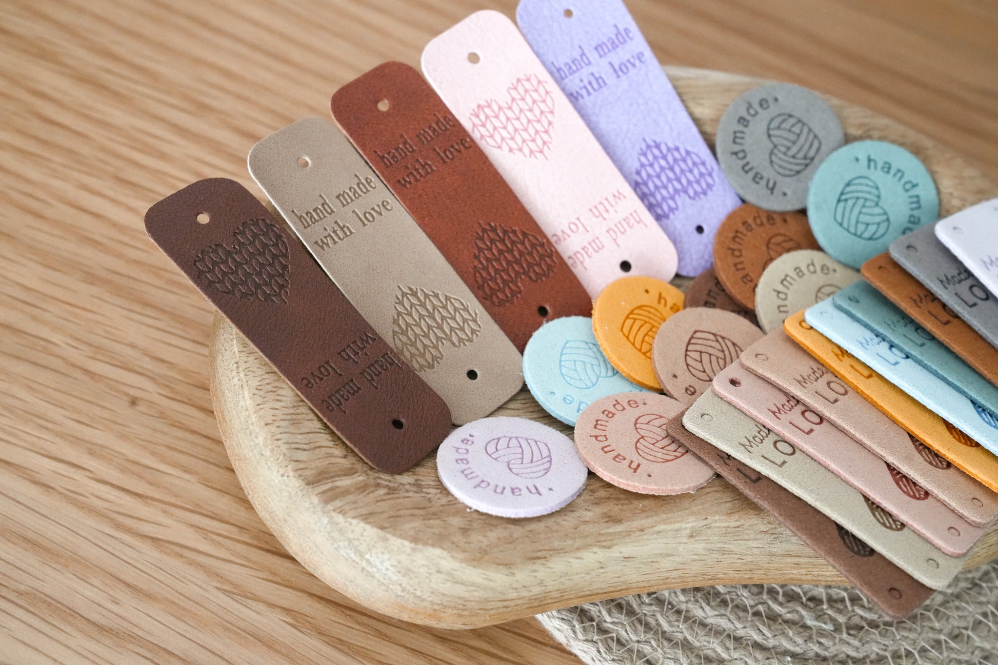 Soft Faux Leather Set Tags – Handmade