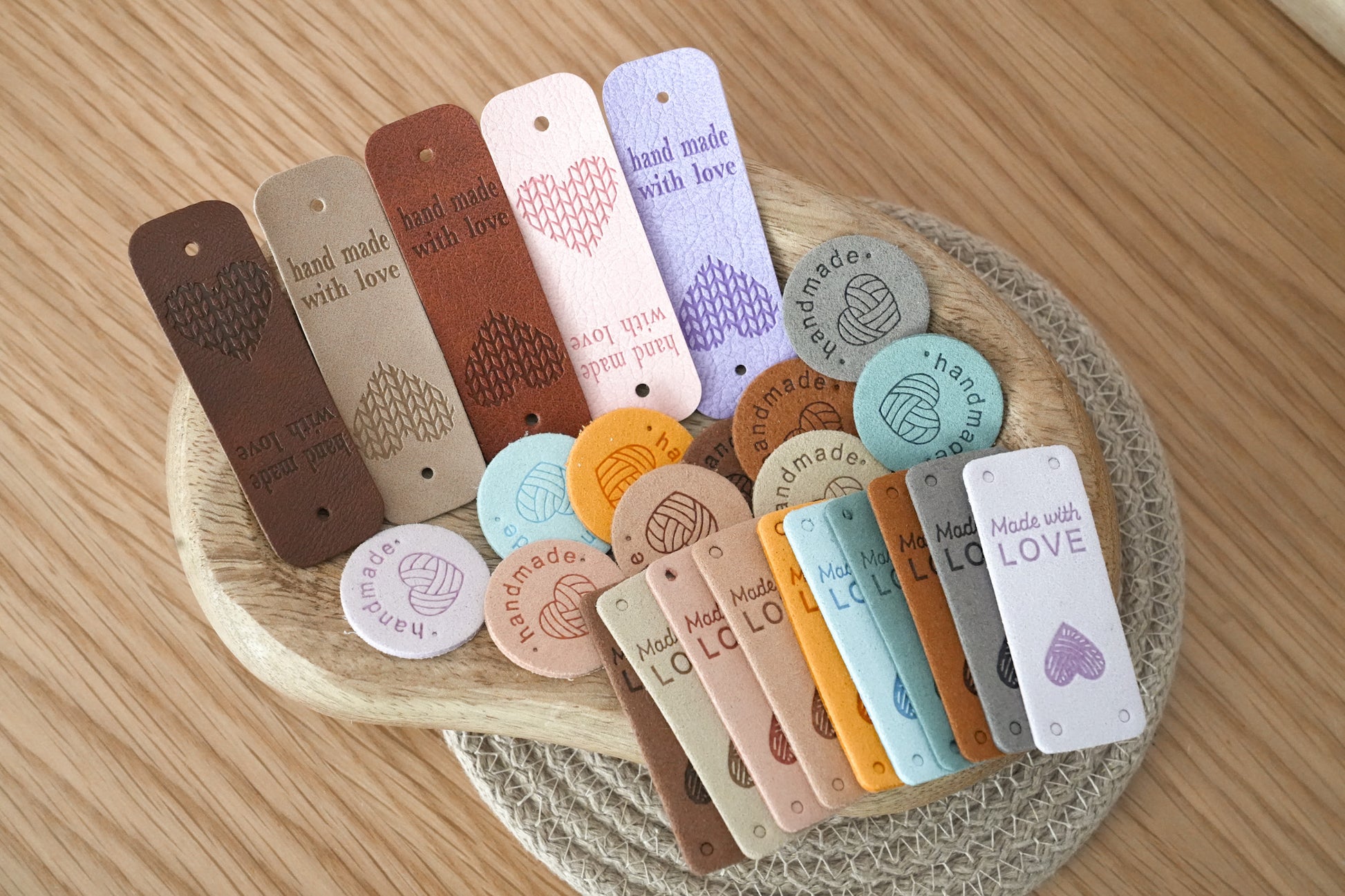 Soft Faux Leather Set Tags – Handmade