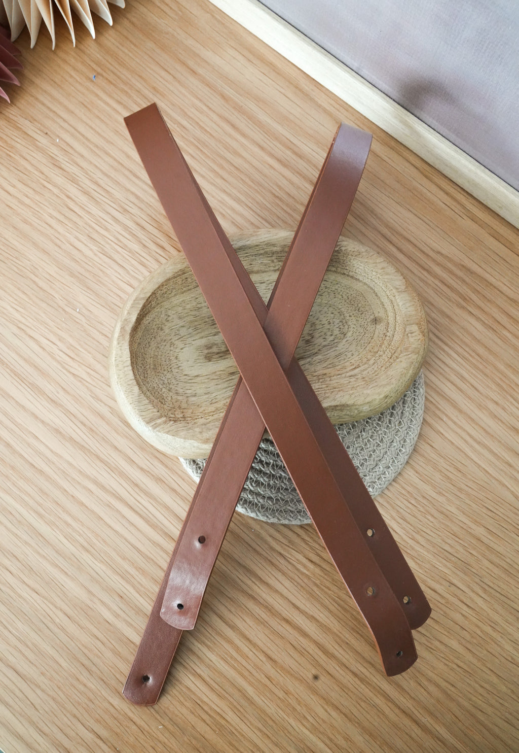 Brown Faux Leather Bag Handles