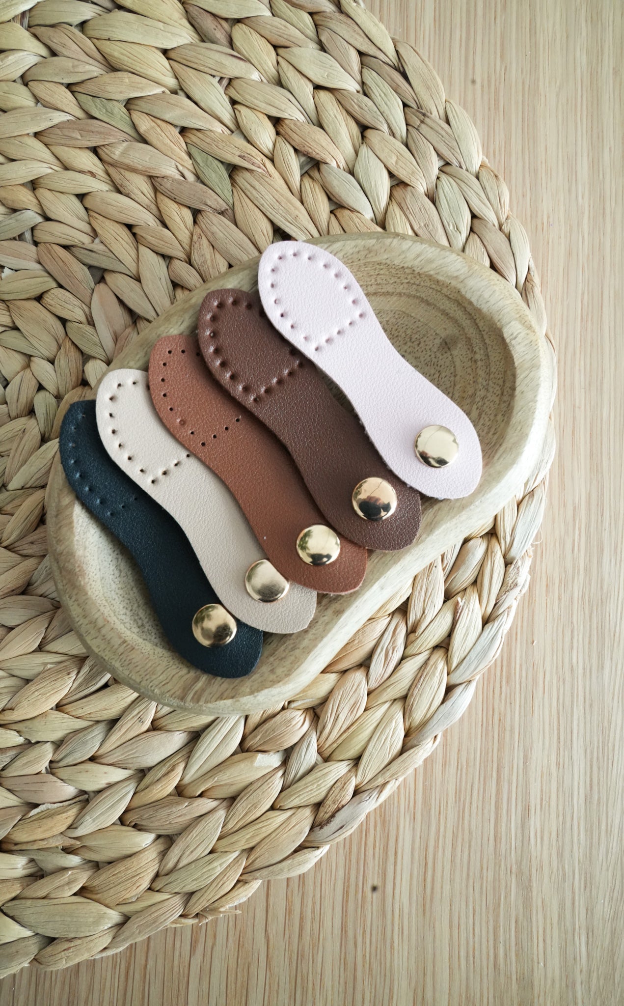Small Faux Leather Bag Closure Snaps with metal buckles