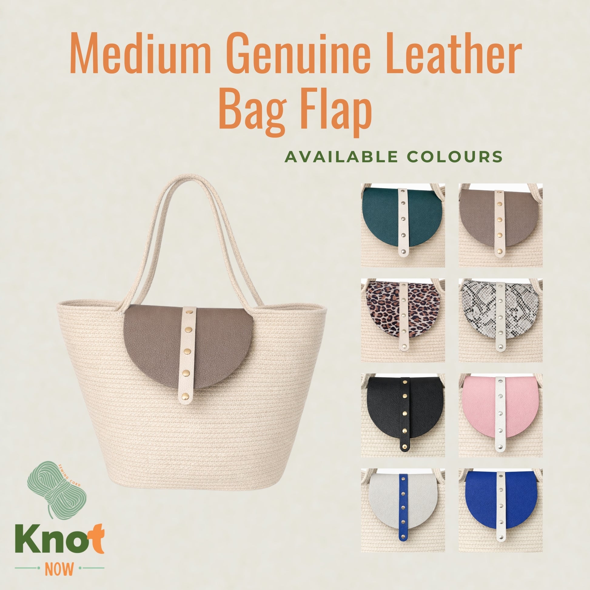 Medium Genuine Leather Bag Flap