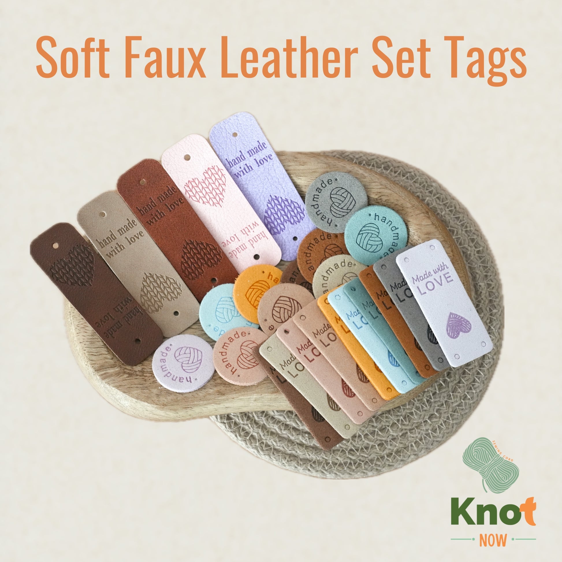 Soft Faux Leather Set Tags – Handmade