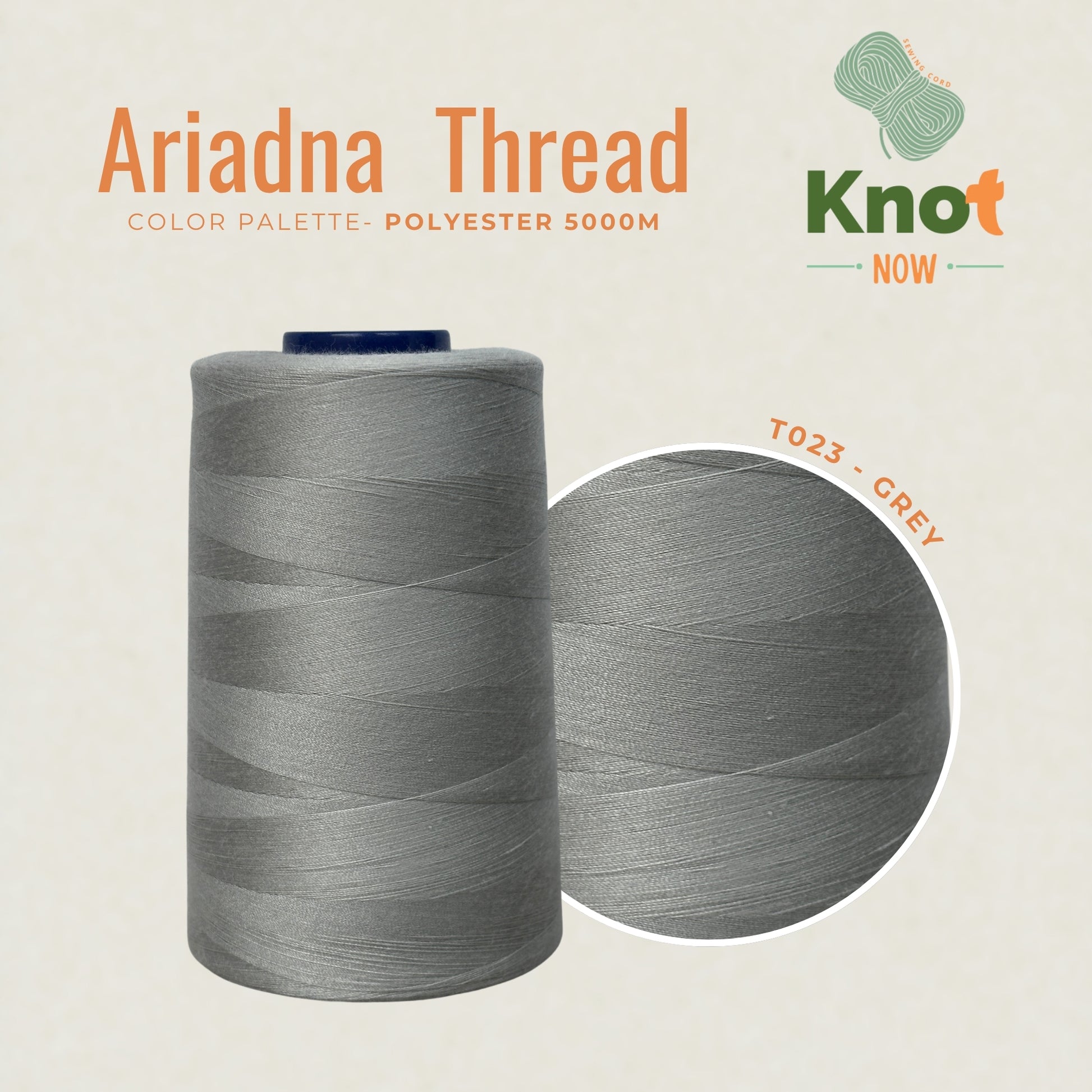 Grey Ariadna Polyester Thread 5000m | Strong Overlock & Sewing Thread