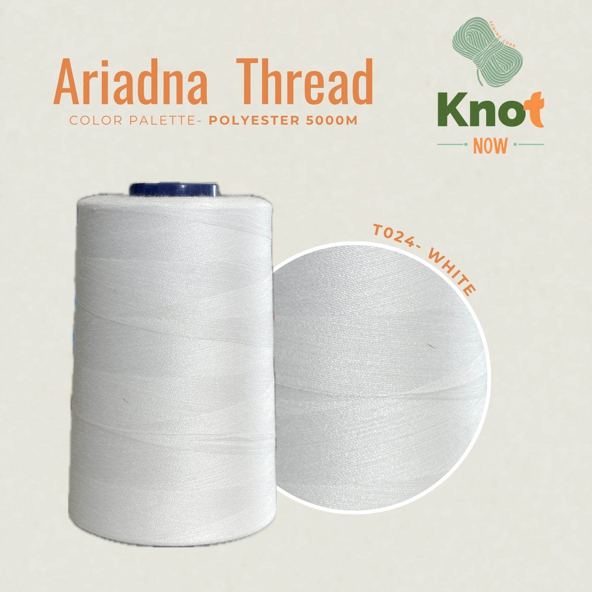 Ariadna Polyester Threads, 5000m threads, White Off Threads
