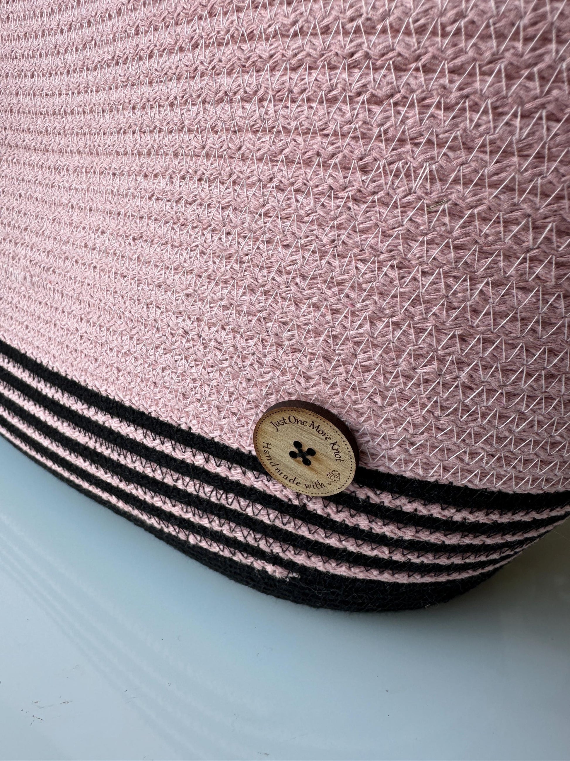 Candy Heart Black  Zigzag Cotton Rope Bag: UK Crafted Shopper with Eco-Leather Flap