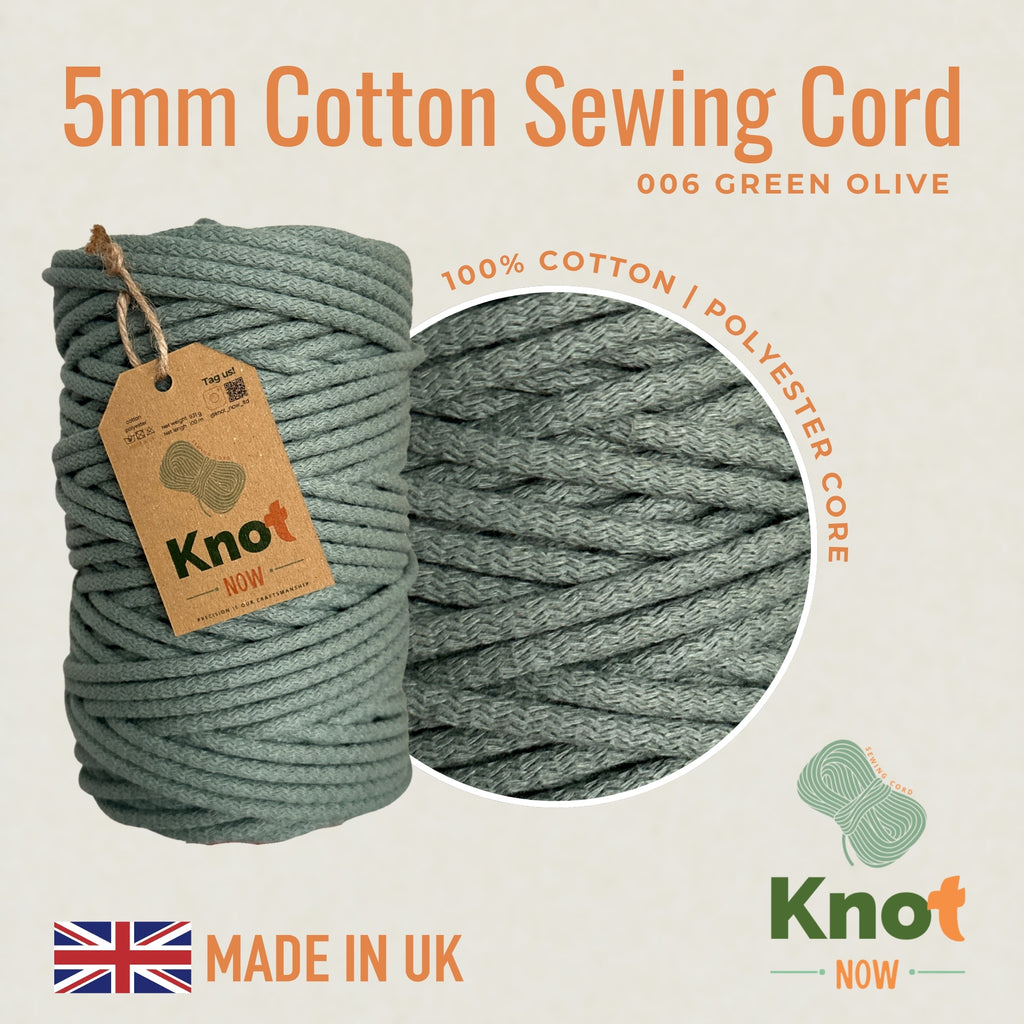 5mm Green Olive Cotton Sewing Cord