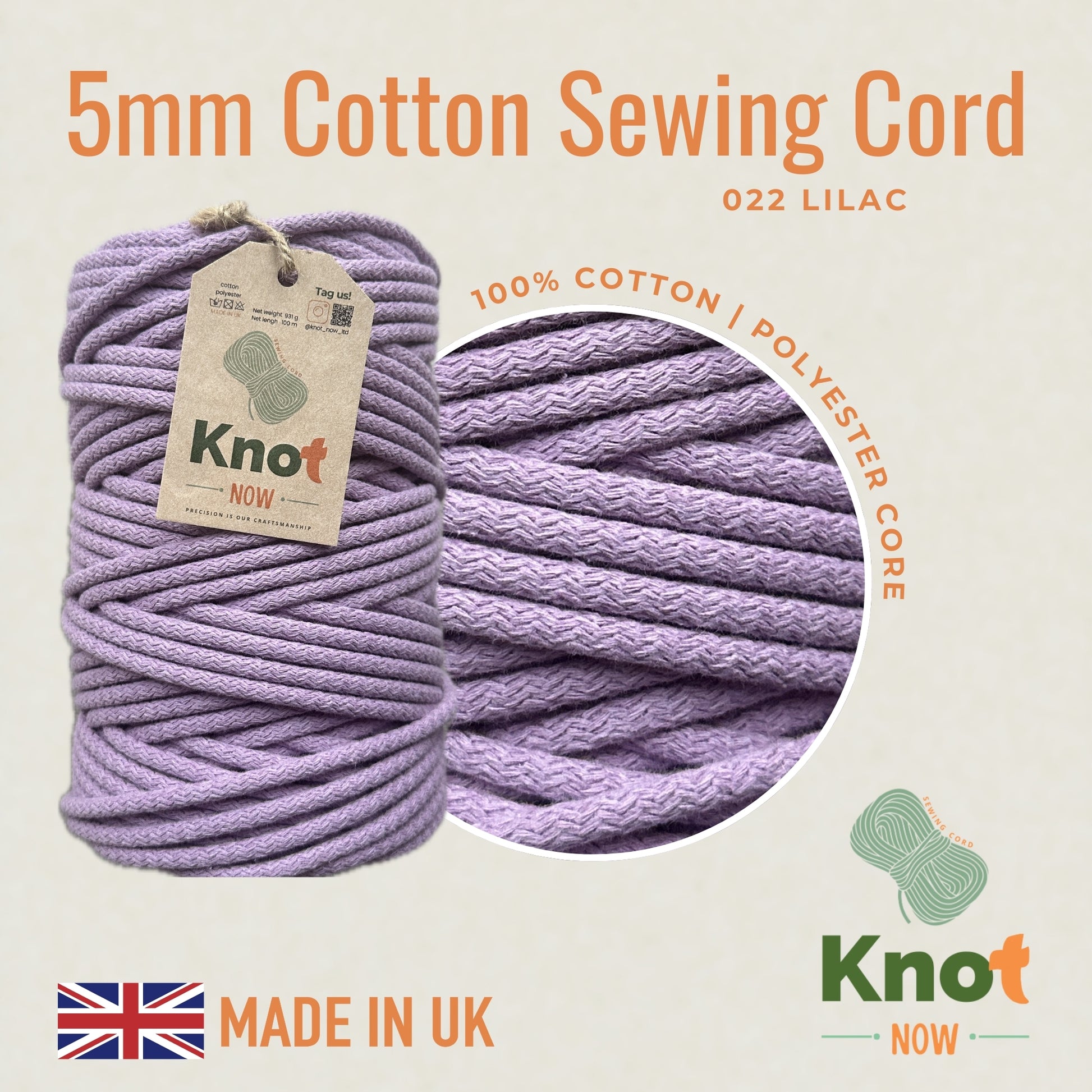 5mm Lilac Cotton Sewing Cord