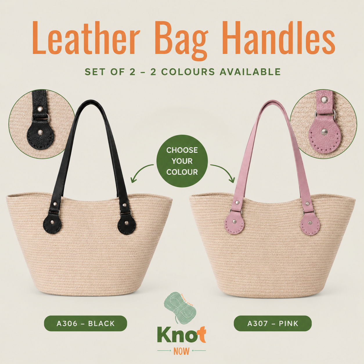Leather Bag Handles - set of 2