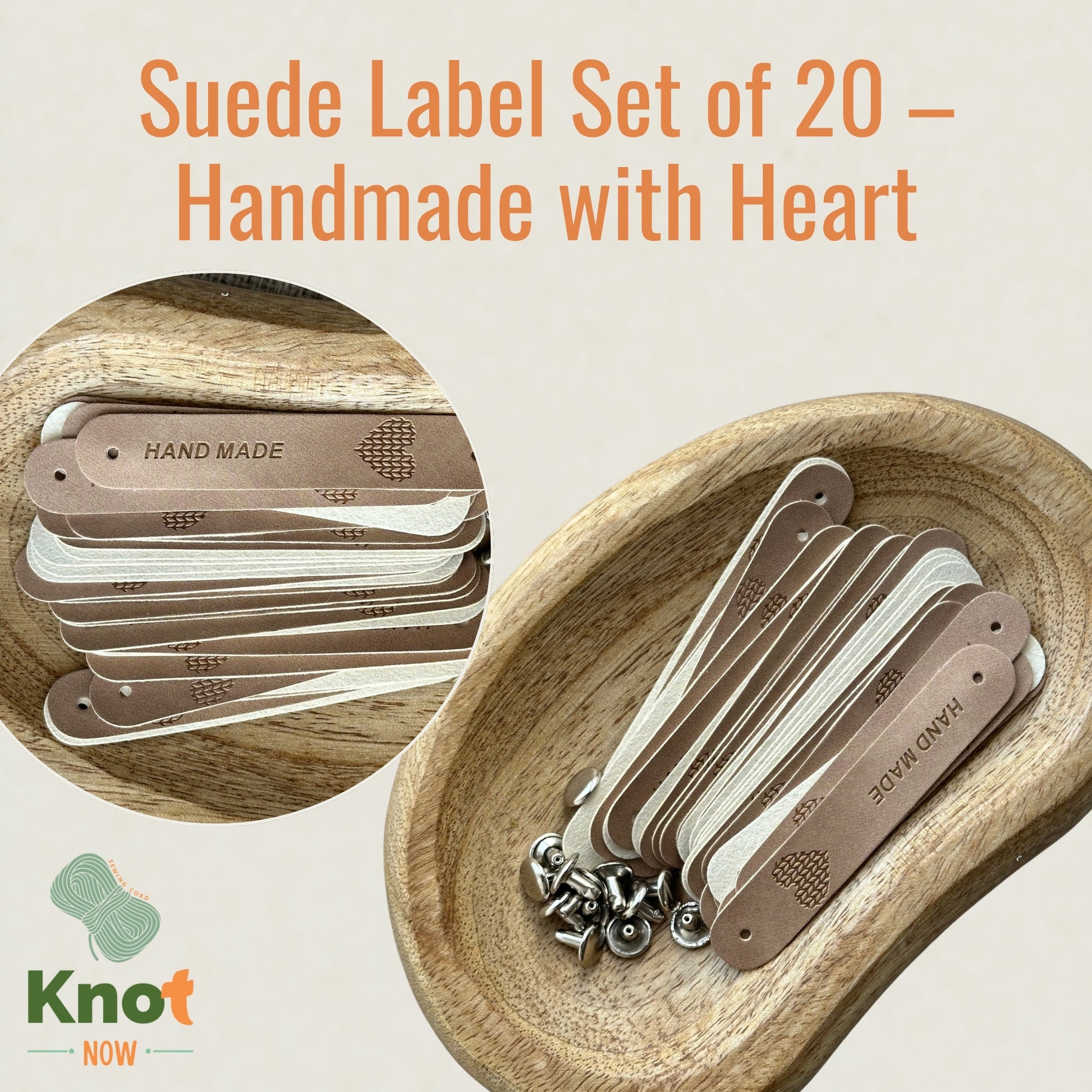 Faux Suede Handmade Label Set of 20 – Handmade with Heart