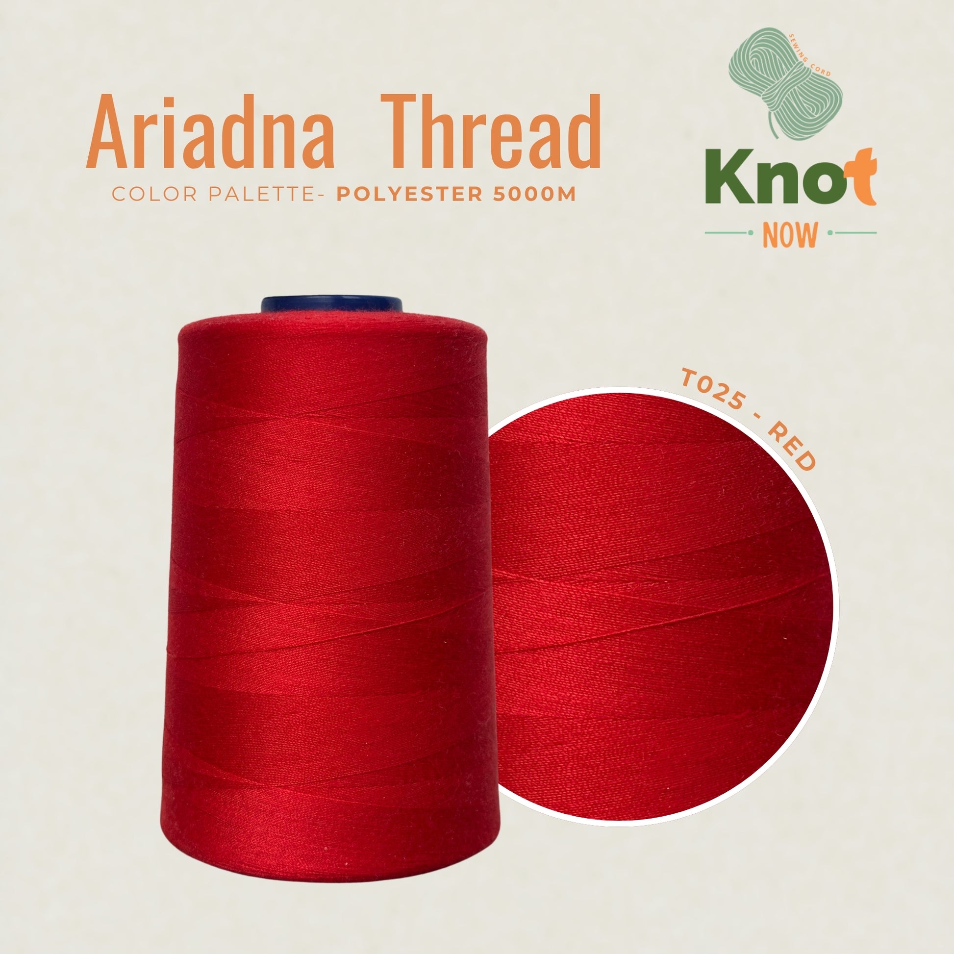 Red Ariadna Polyester Thread 5000m | Strong Overlock & Sewing Thread